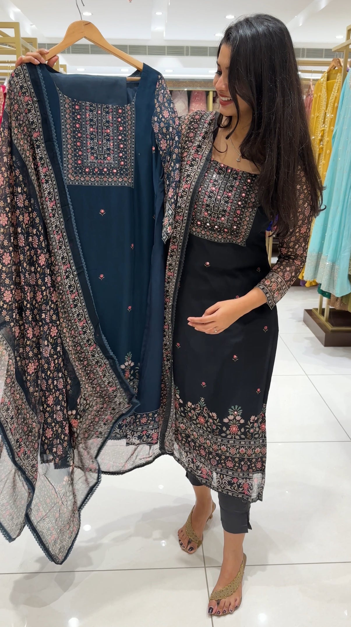 CRAPE SILK TOP, BOTTOM AND DUPATTA - IHA 25115