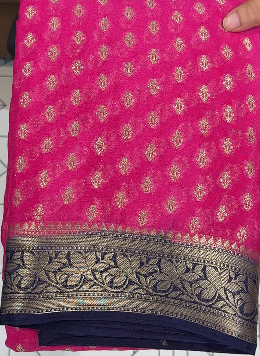 SEMI BANARASI SILK SAREE - IHA 17855