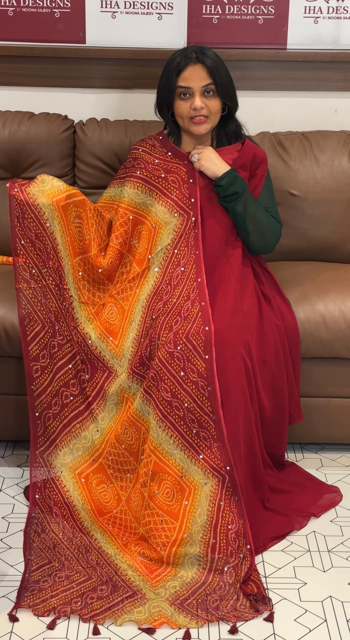 IHA'S IN-HOUSE GEORGETTE ALINE TOP AND DUPATTA - IHA 32466