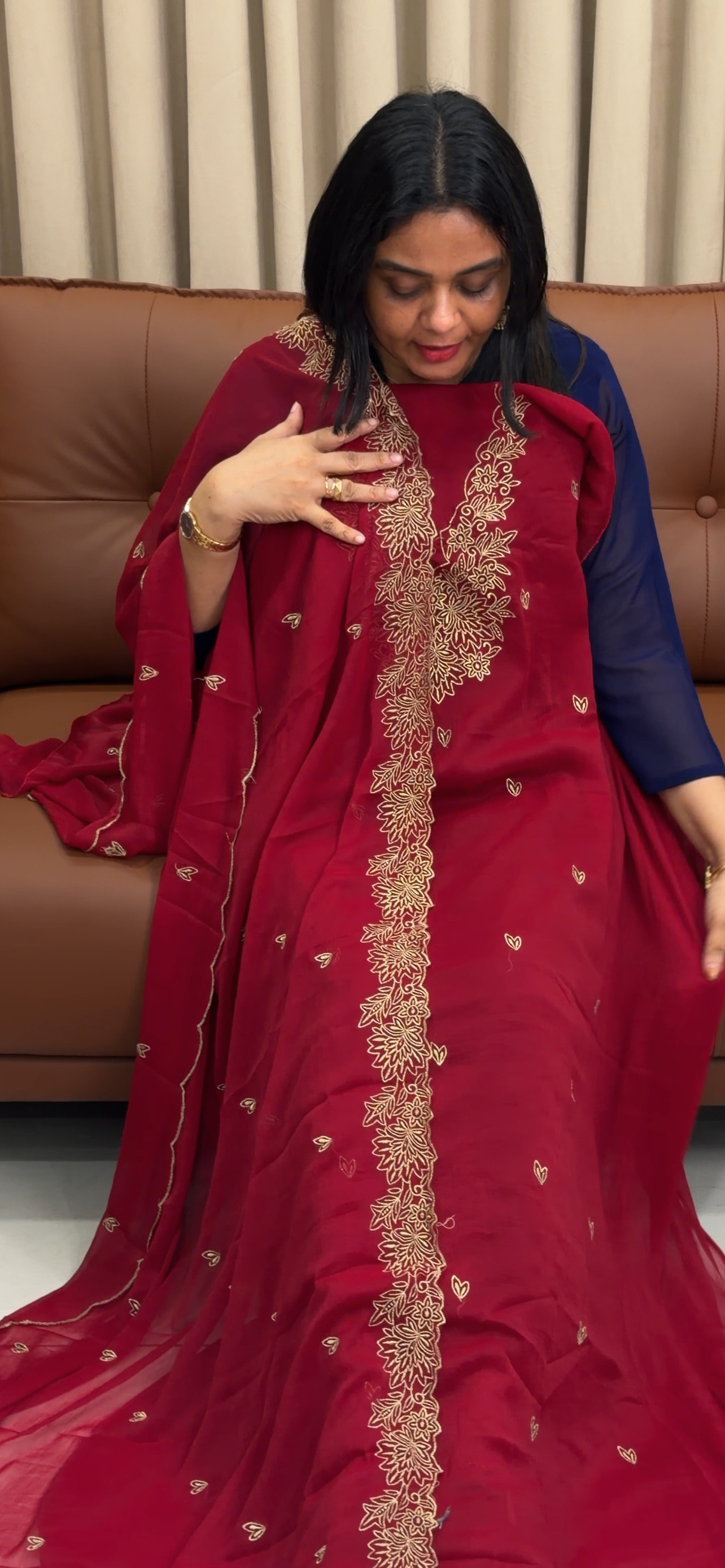 CRUSHED CHIFFON UNSTITCHED SALWAR SUITS - IHA 33642