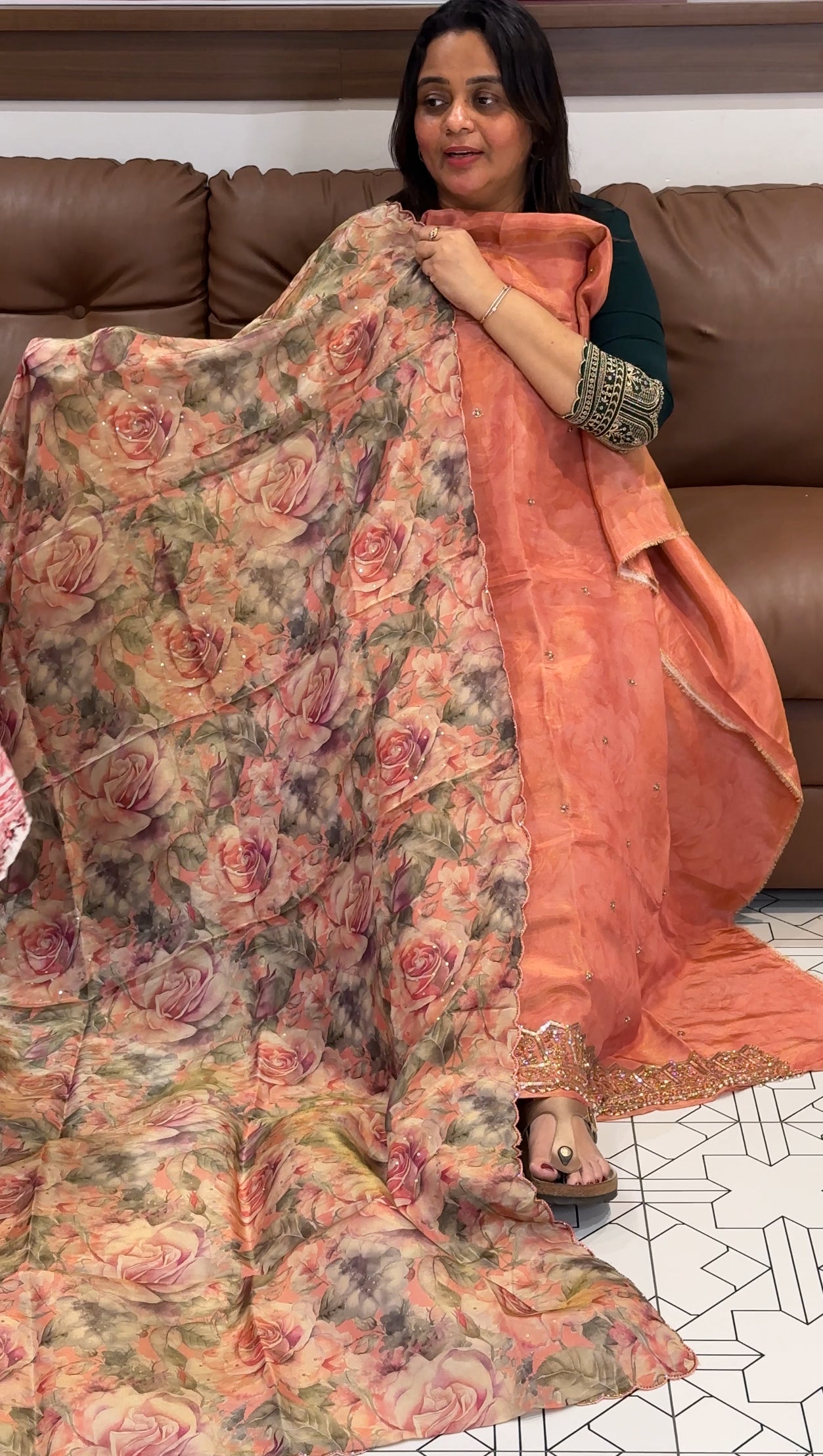 TISSUE UNSTTCHED SALWAR SUITS - IHA 28822