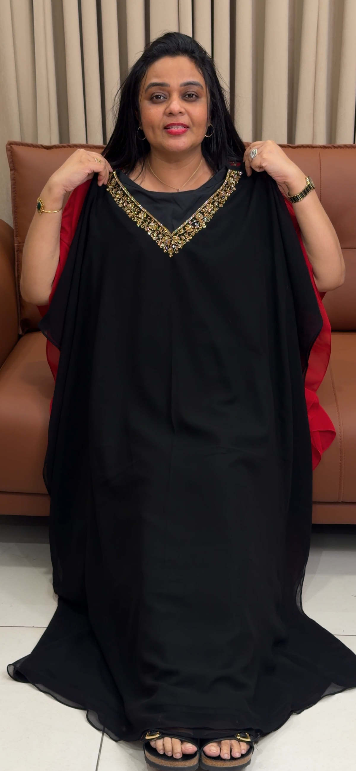 IHA'S IN-HOUSE FAUX GEORGETTE KAFTAN TOPS - IHA 35855
