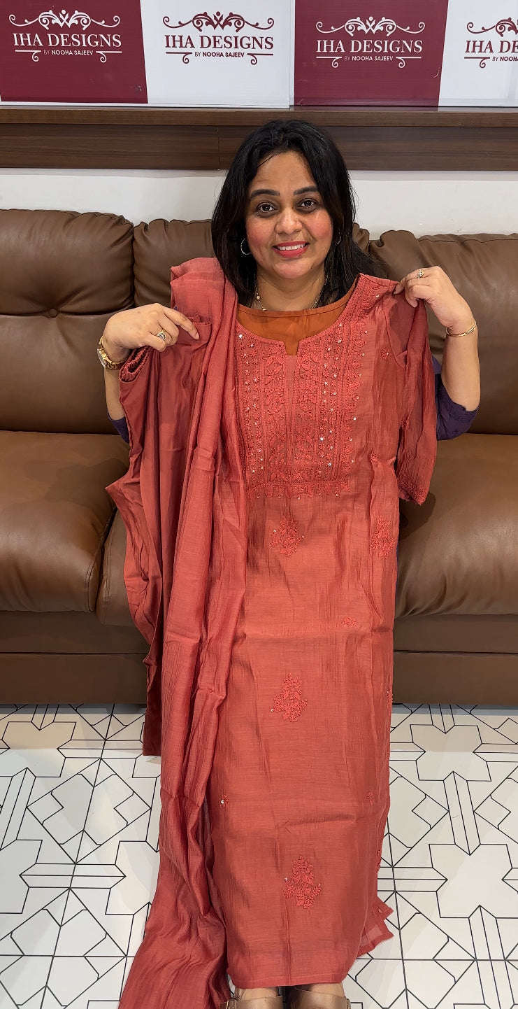 IHA'S IN-HOUSE LUCKNOWI CHIKANKARI TOP, BOTTOM AND DUPATTA - IHA 27147