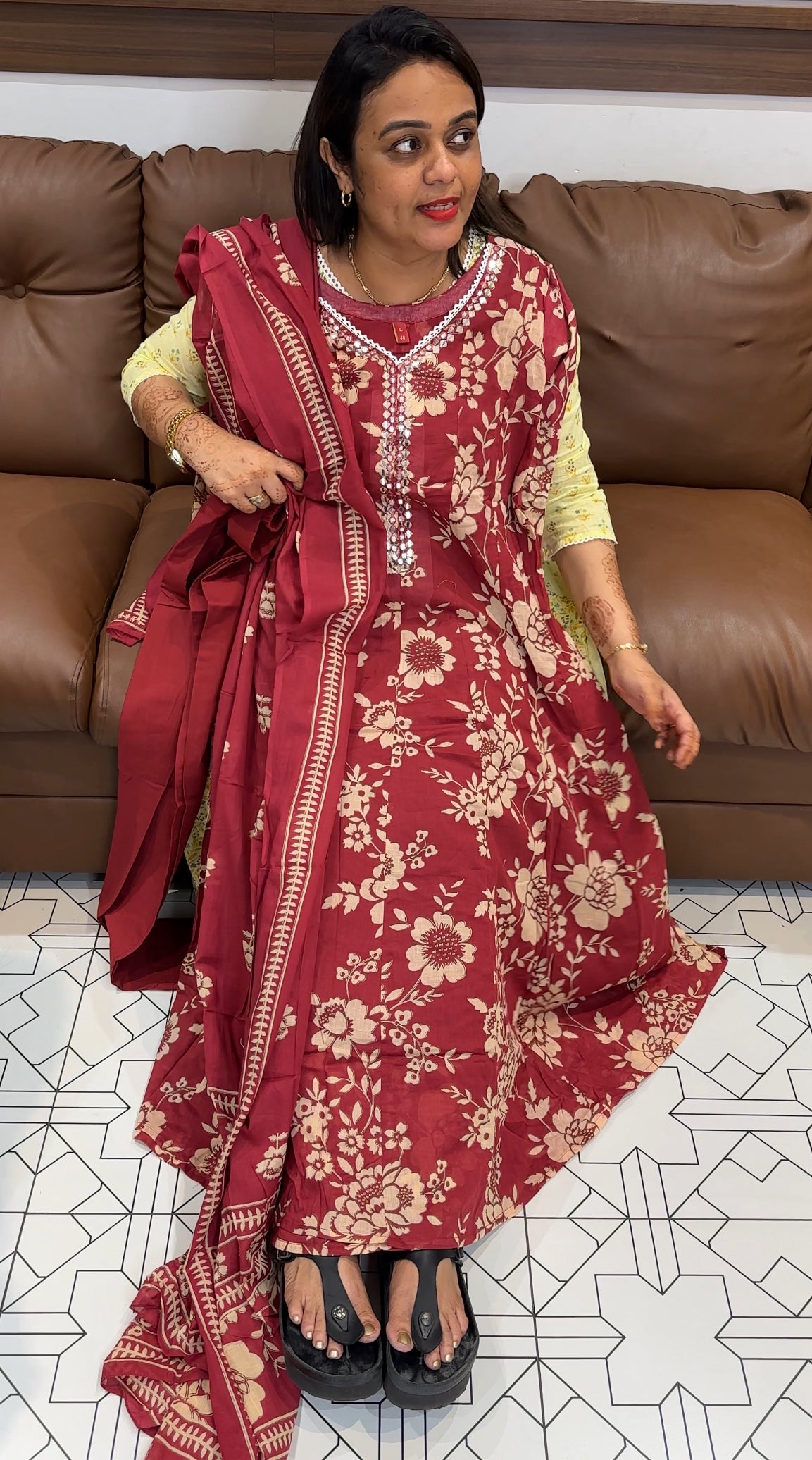 MUL COTTON TOP , BOTTOM AND DUPATTA - IHA 23784