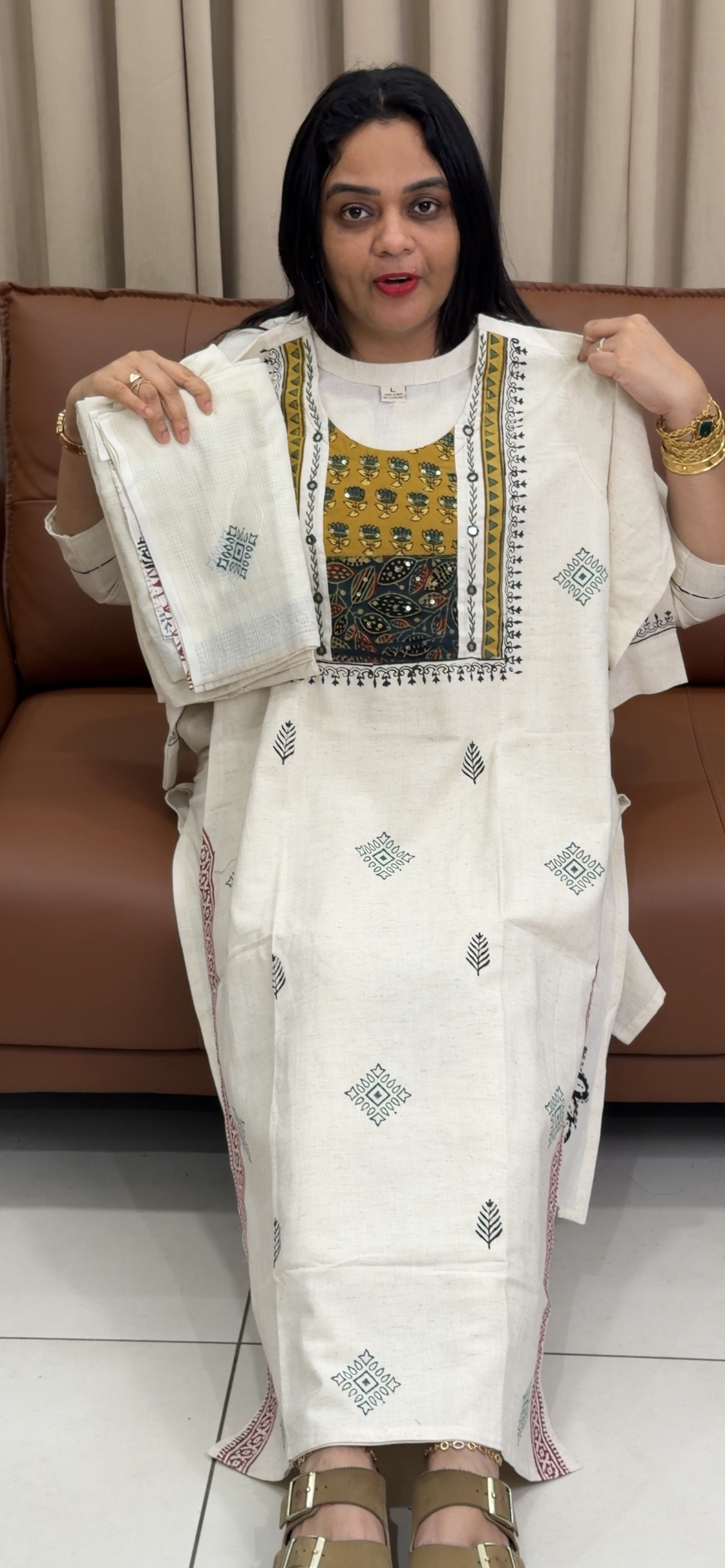 SLUB COTTON TOP, BOTTOM AND DUPATTA - IHA 33750