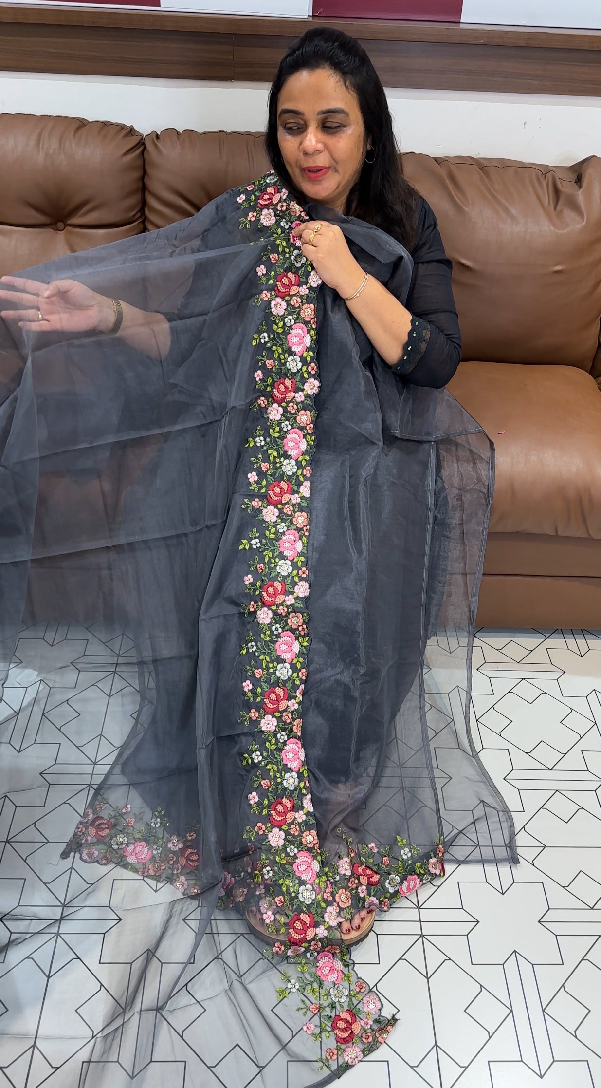 NYLON  ORGANZA UNSTITCHED SALWAR SUITS - IHA 27970