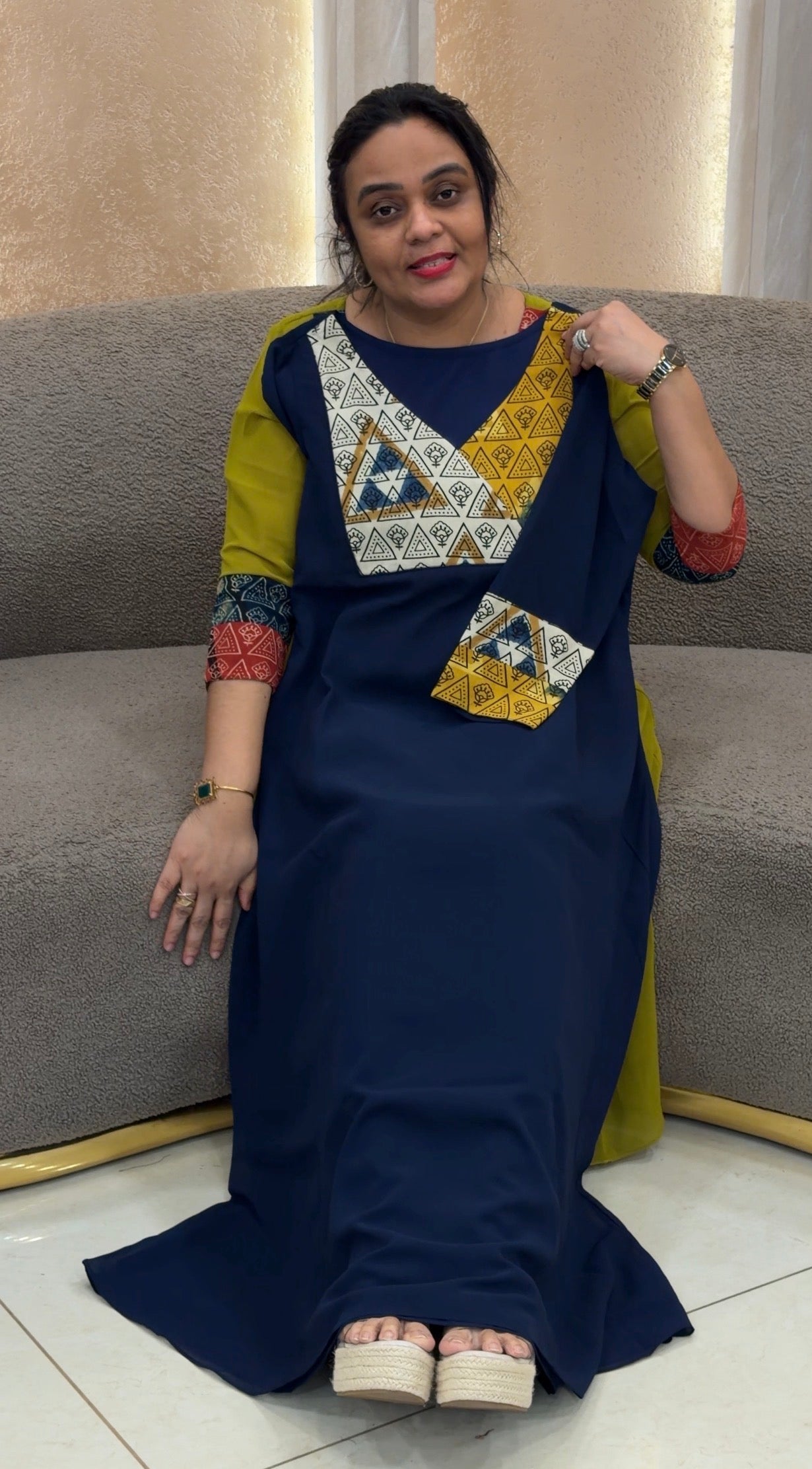 IHA'S IN-HOUSE GEORGETTE SLITTED TOPS - IHA 35006