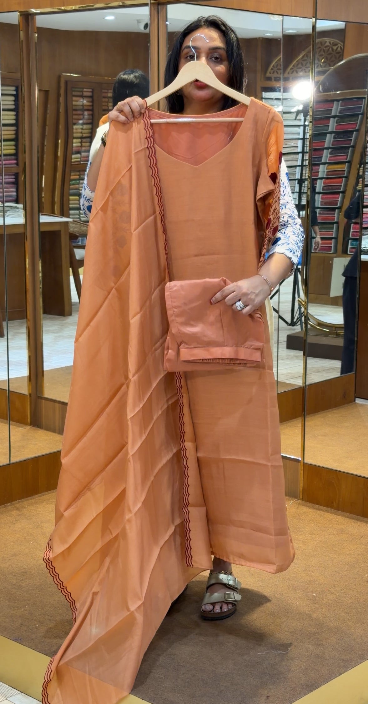 IHA'S IN-HOUSE MALAI CHANDERI TOP ,BOTTOM AND DUPATTA - IHA 32510