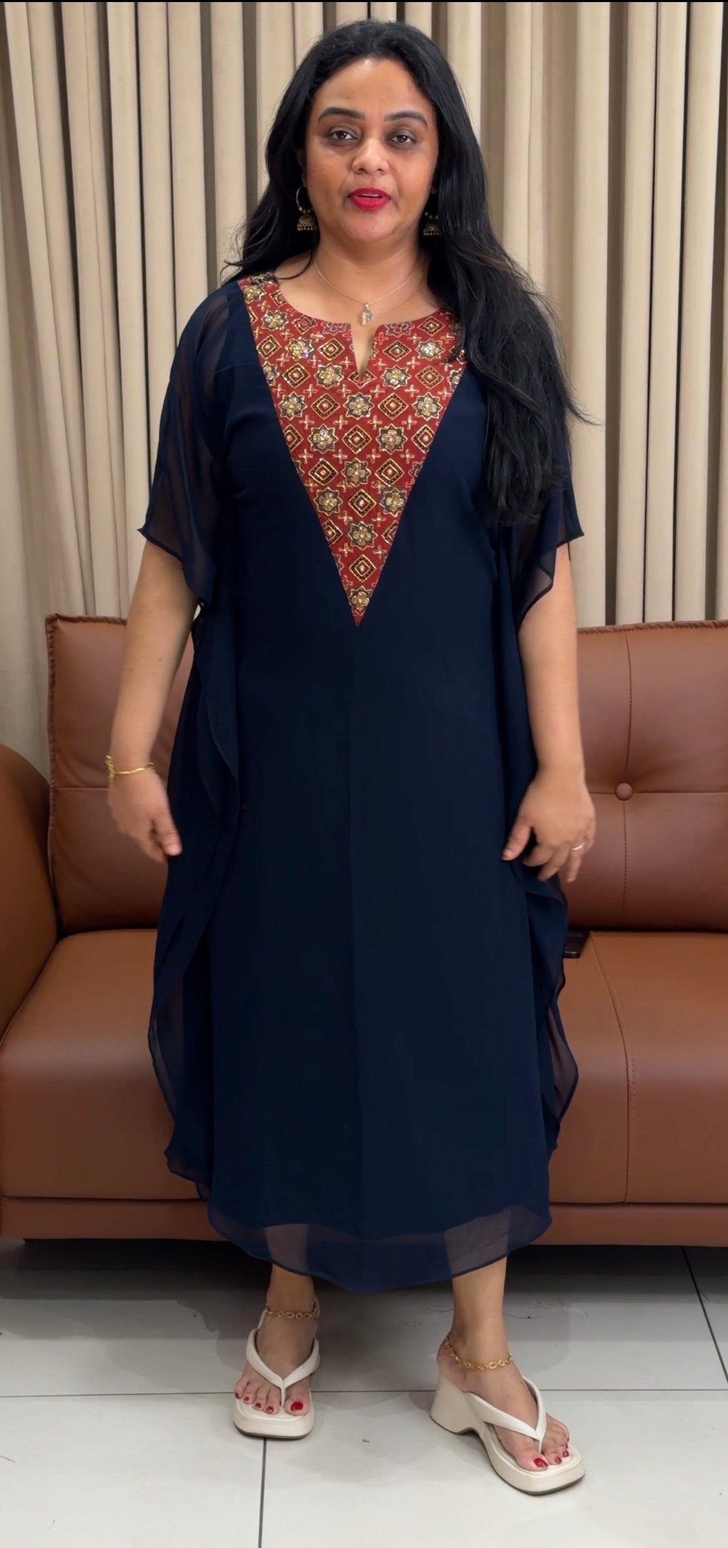 IHA'S IN-HOUSE GEORGETTE KAFTAN TOPS - IHA 34472