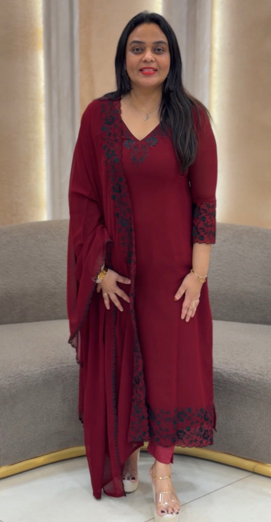 FAUX GEORGETTE UNSTITCHED SALWAR SUITS - IHA 32862