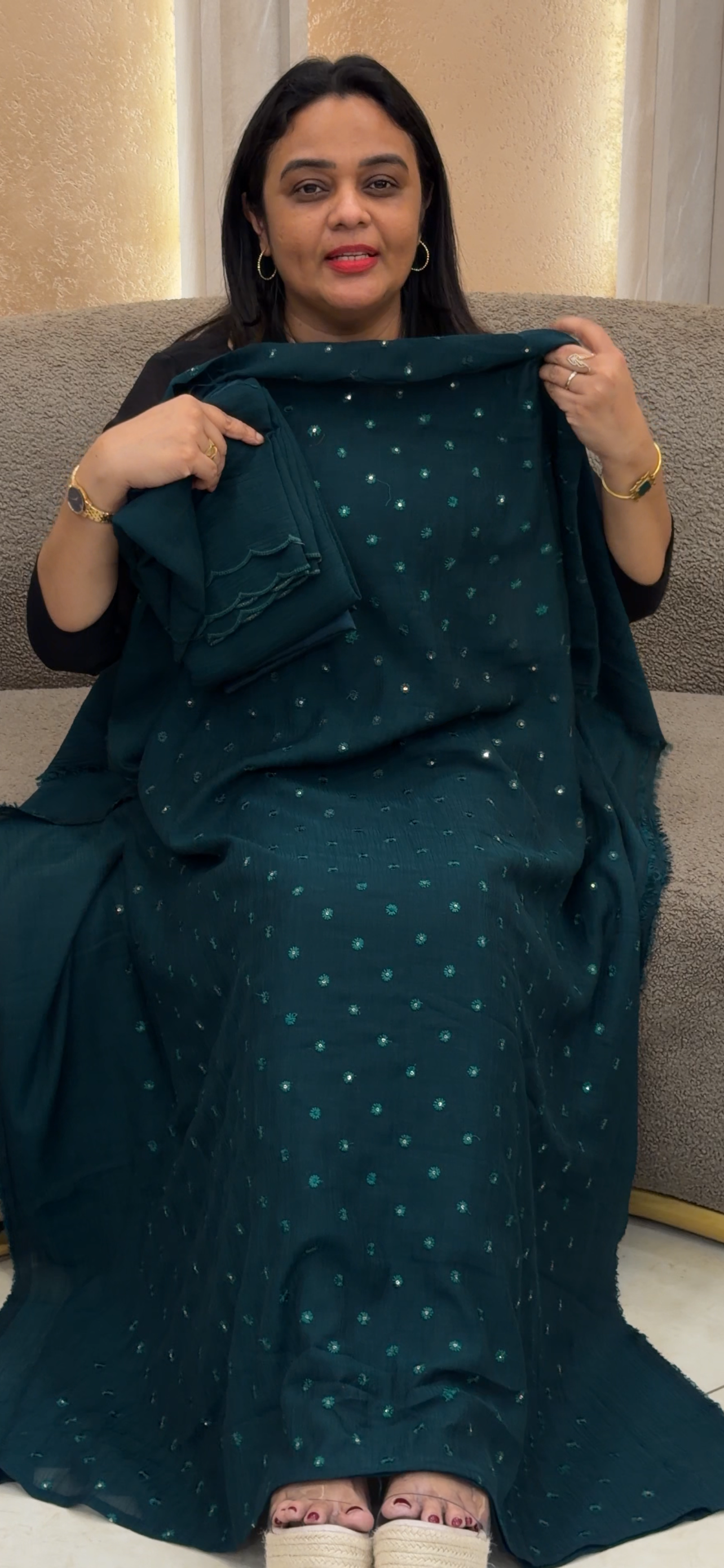 MUL CRUSHED UNSTITCHED SALWAR SUITS - IHA 33374