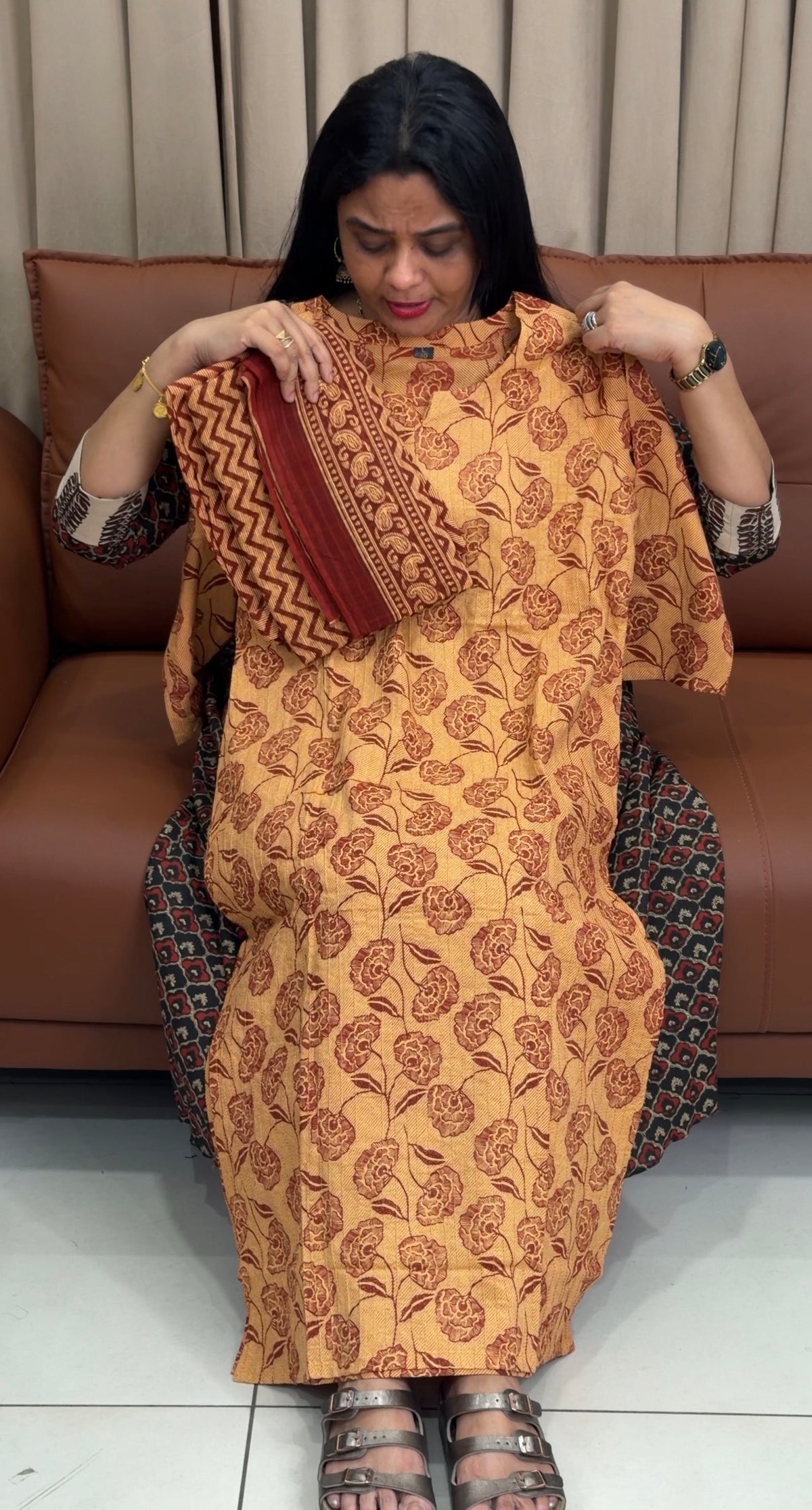 COTTON PRINTED TOP,BOTTOM AND DUPATTA - IHA 35722