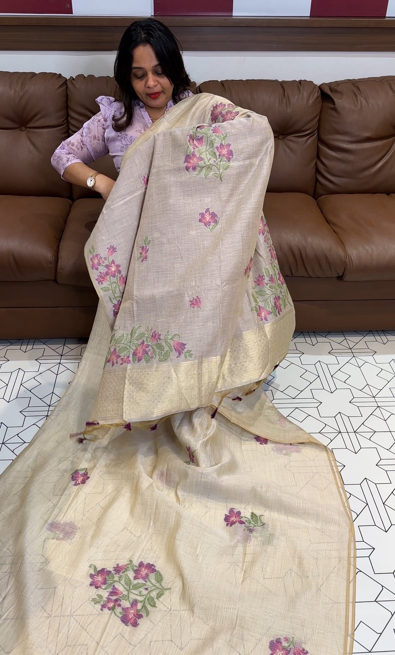 BANARASI CHANDERI  SAREES - IHA 17344