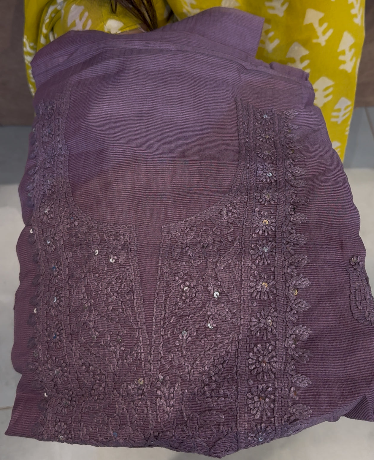 LUCKNOWI CHIKANKARI UNSTITCHED SALWAR SUITS - IHA 24375