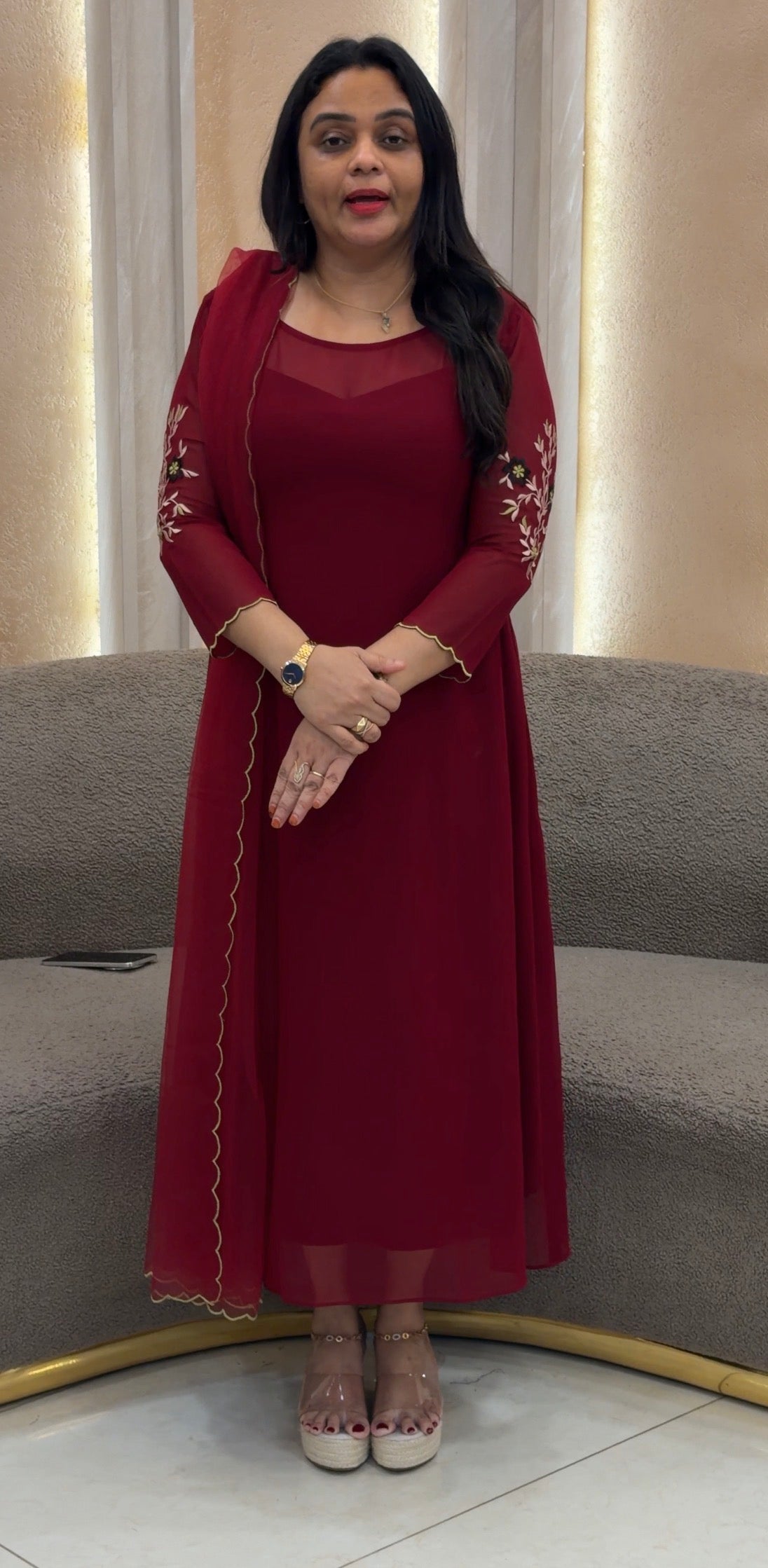 IHA'S IN-HOUSE GEORGETTE SLITTED TOP AND DUPATTA - IHA 33363
