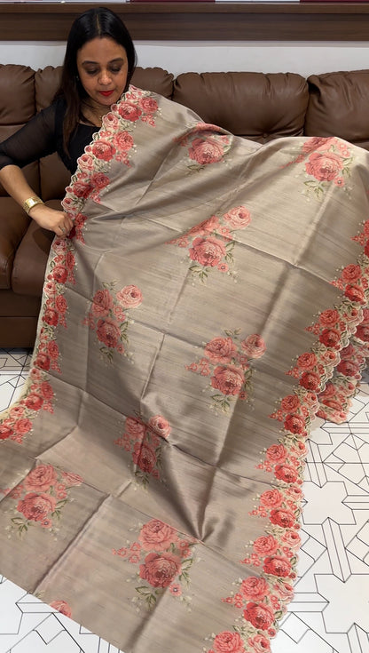 SEMI TUSSUR SAREES - IHA 18405