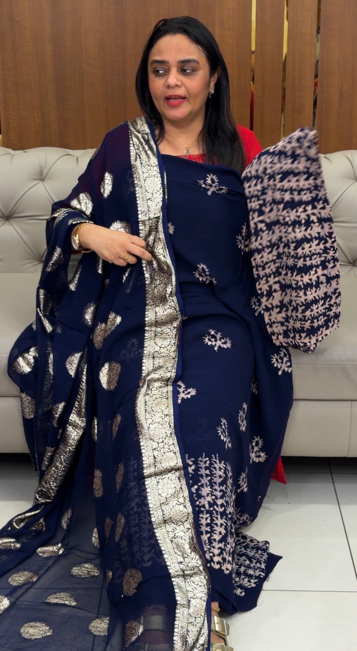 GEORGETTE BATIK PRINTED UNSTITCHED SALWAR SUITS - IHA 32055