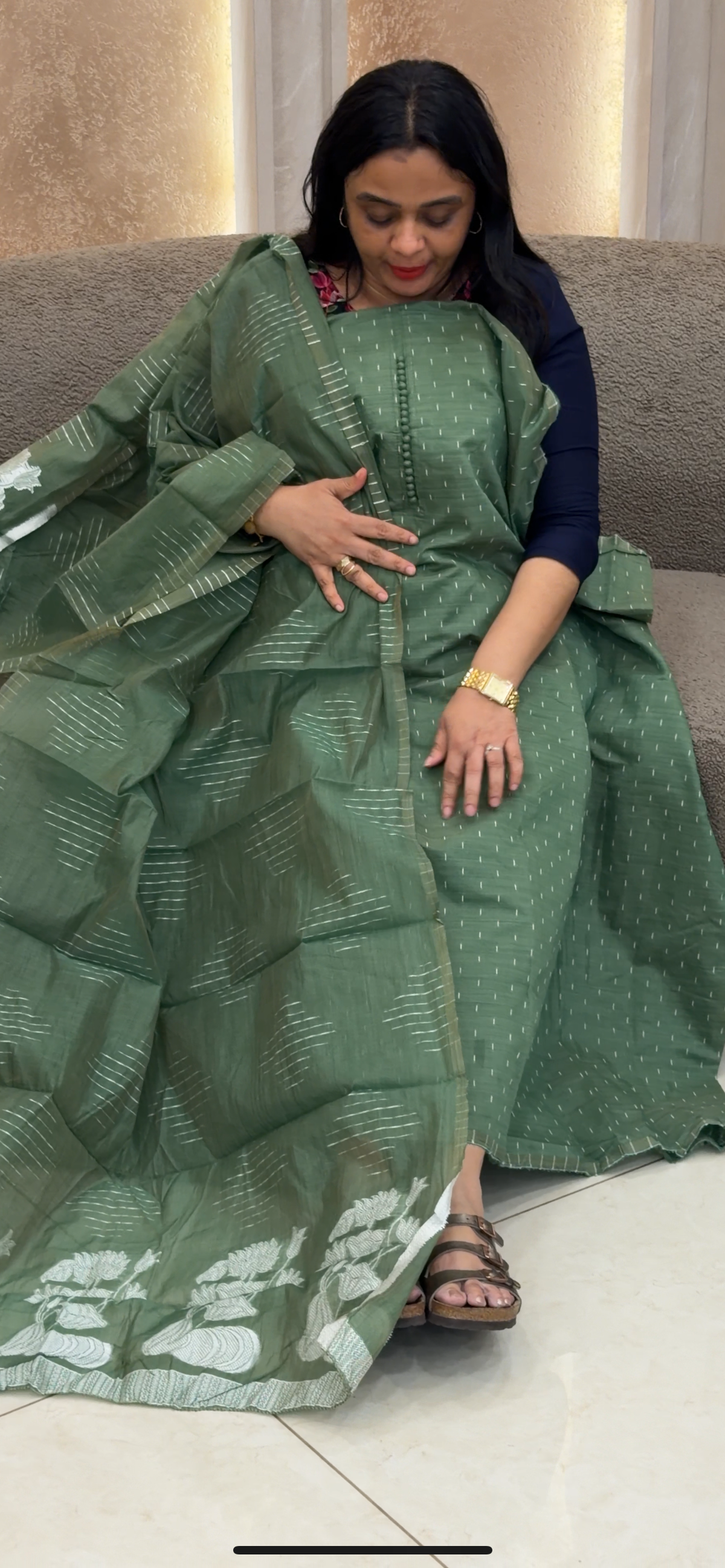 SEMI JAMDANI UNSTITCHED SALWAR SUITS - IHA 35863