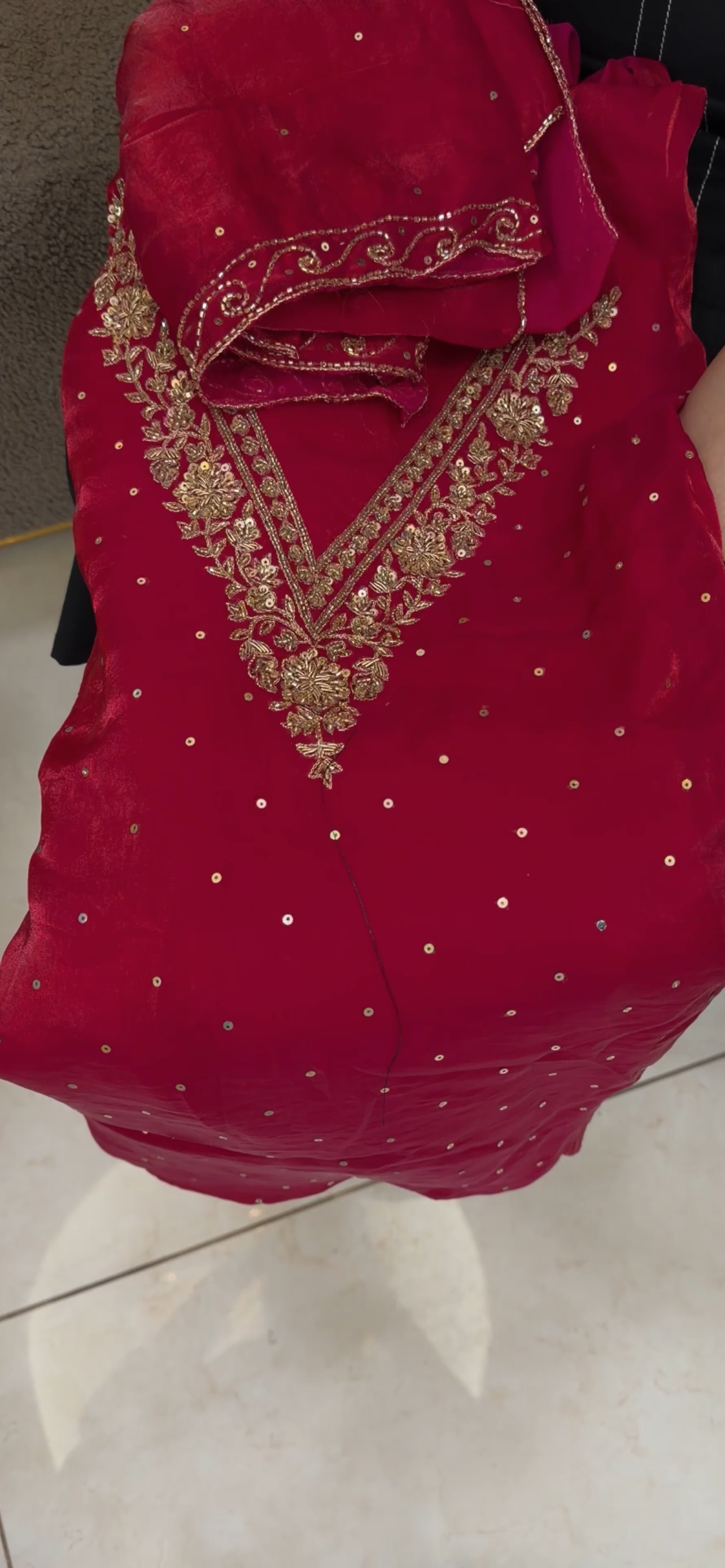 VELVET ORGANZA UNSTITCHED SALWAR SUITS - IHA 34369