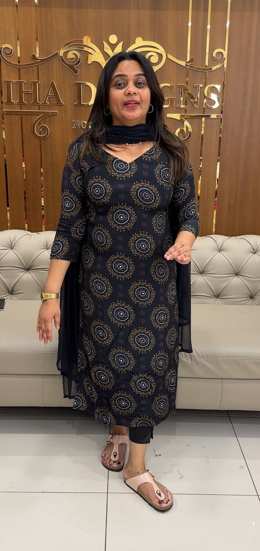 IHA'S IN-HOUSE PRINTED CRAPE TOP,BOTTOM AND DUPATTA- IHA 26966