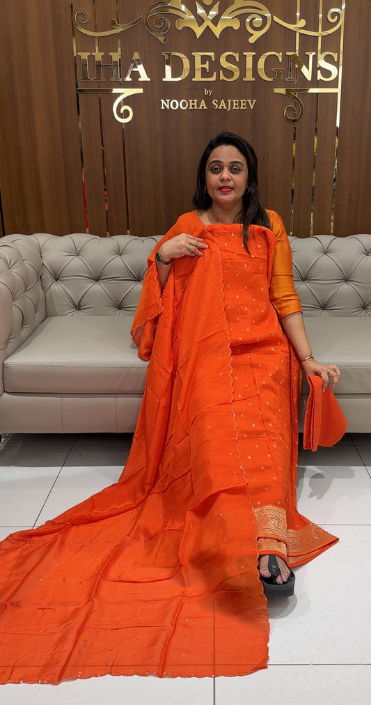 VISCOSE ORGANZA UNSTITCHED SALWAR SUITS - IHA 23408