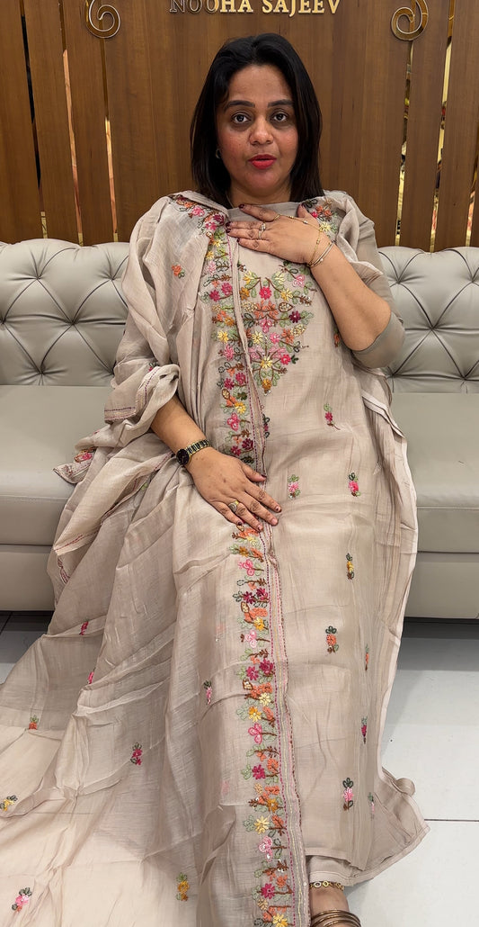 MALAI CHANDERI UNSTITCHED SALWAR SUITS - IHA 25814