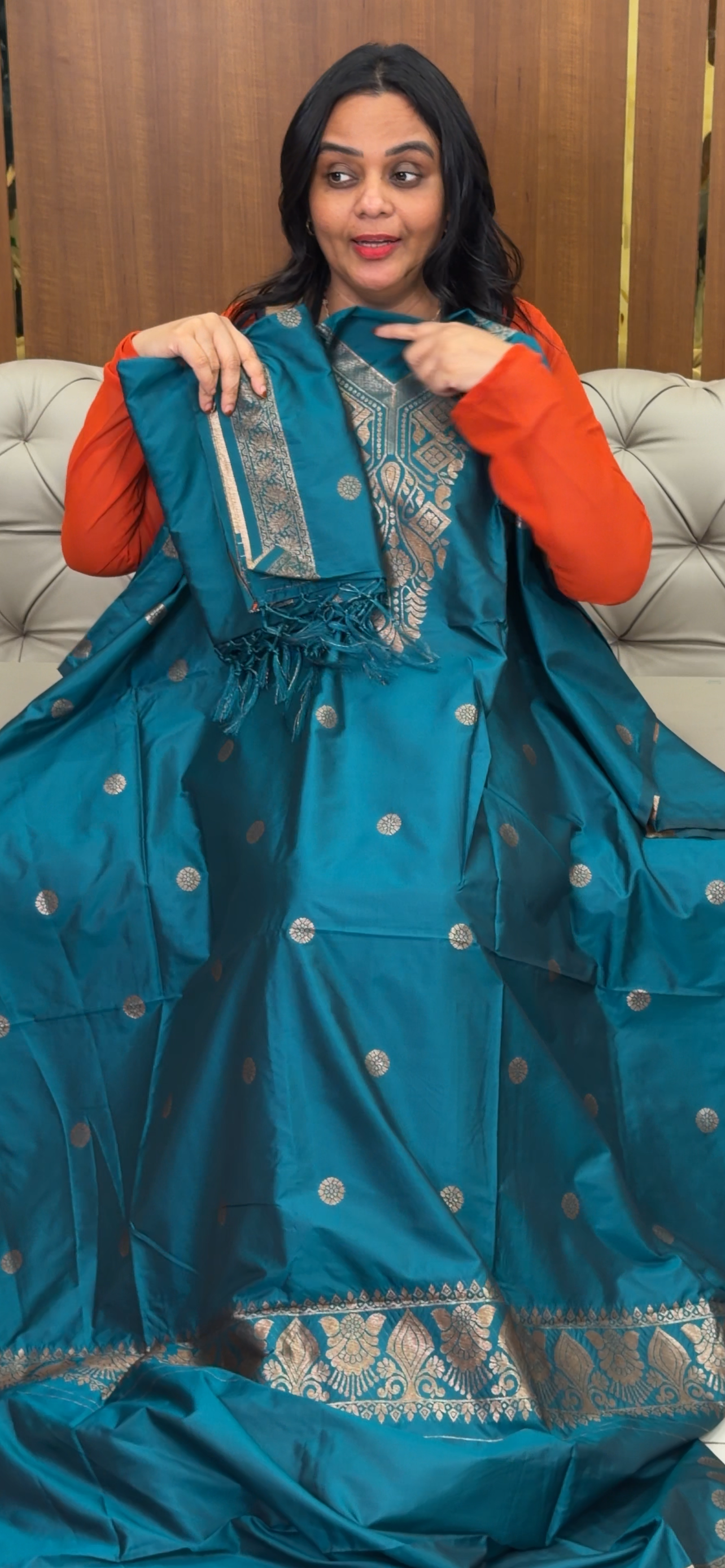 SEMI BANARASI UNSTITCHED SALWAR SUITS - IHA 32570