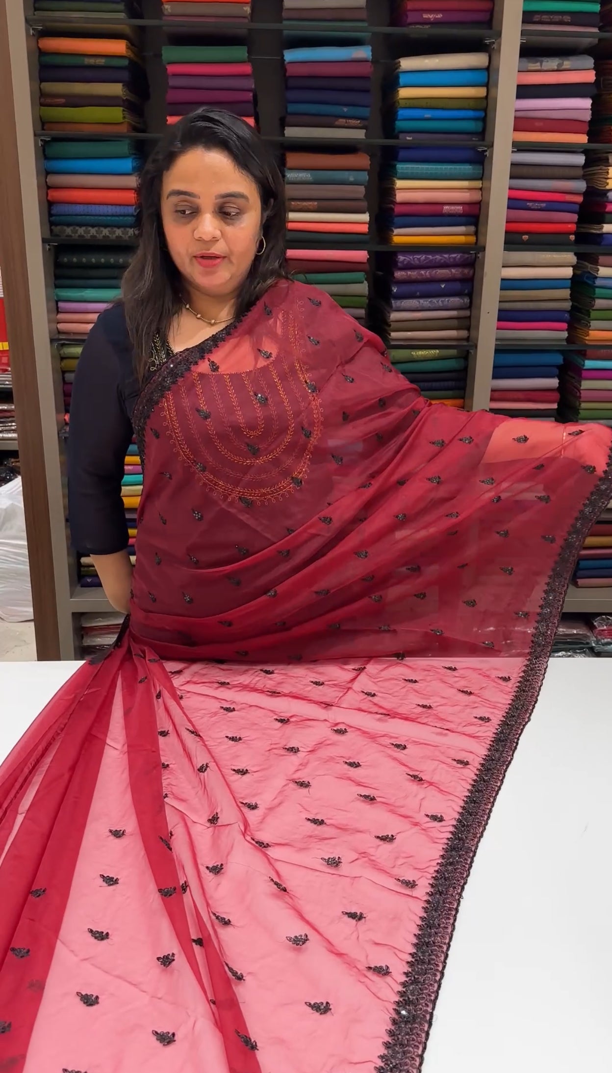 NYLON ORGANZA SAREES - IHA 27953