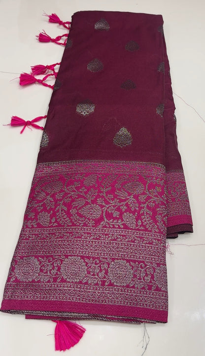 SEMI BANARASI  SAREES - IHA 16798