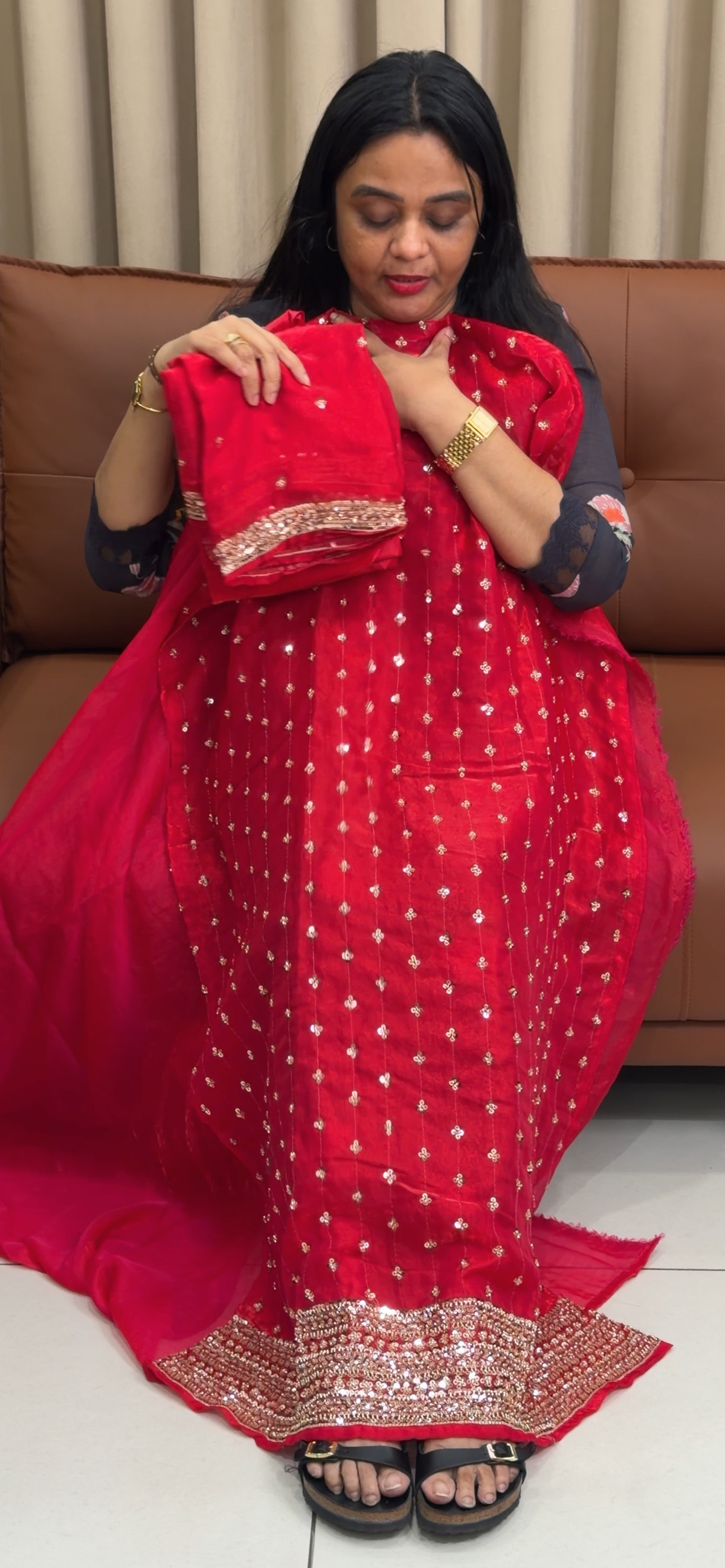 HANDWORKED UNSTITCHED SALWAR SUITS - IHA 35288