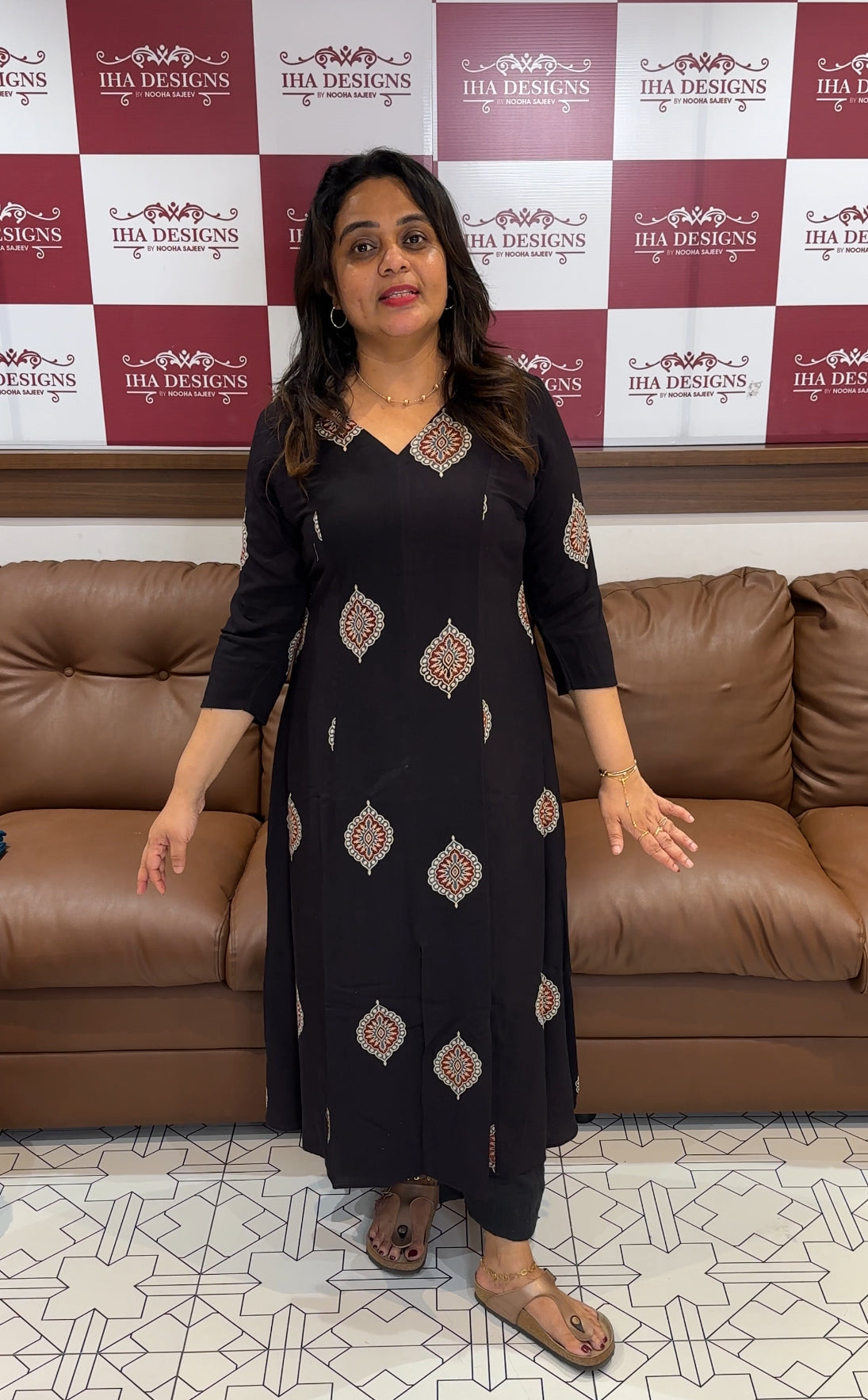 IHA'S IN-HOUSE COTTON AJRAKH LONG TOPS - IHA 26360