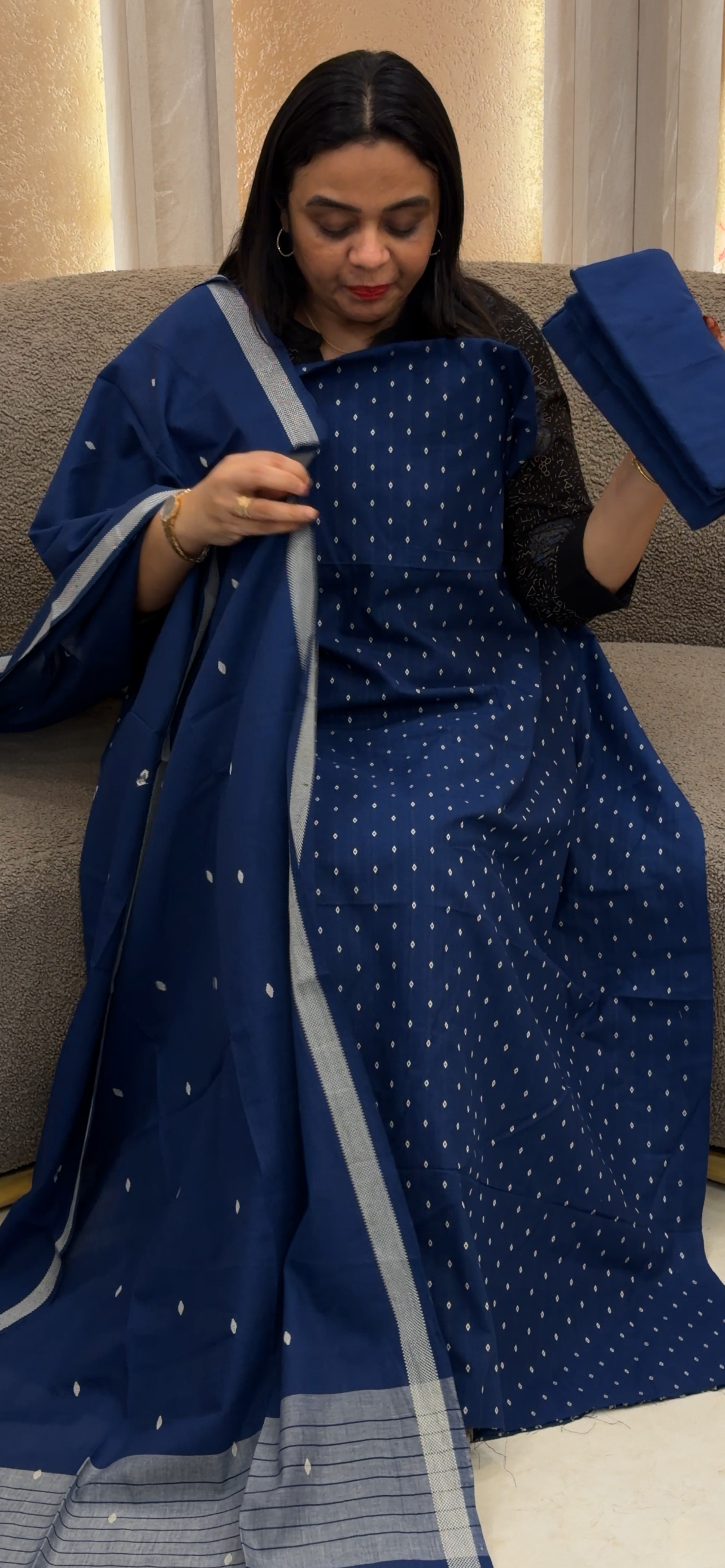 HANDLOOM COTTON UNSTITCHED SALWAR SUITS -  IHA 33079