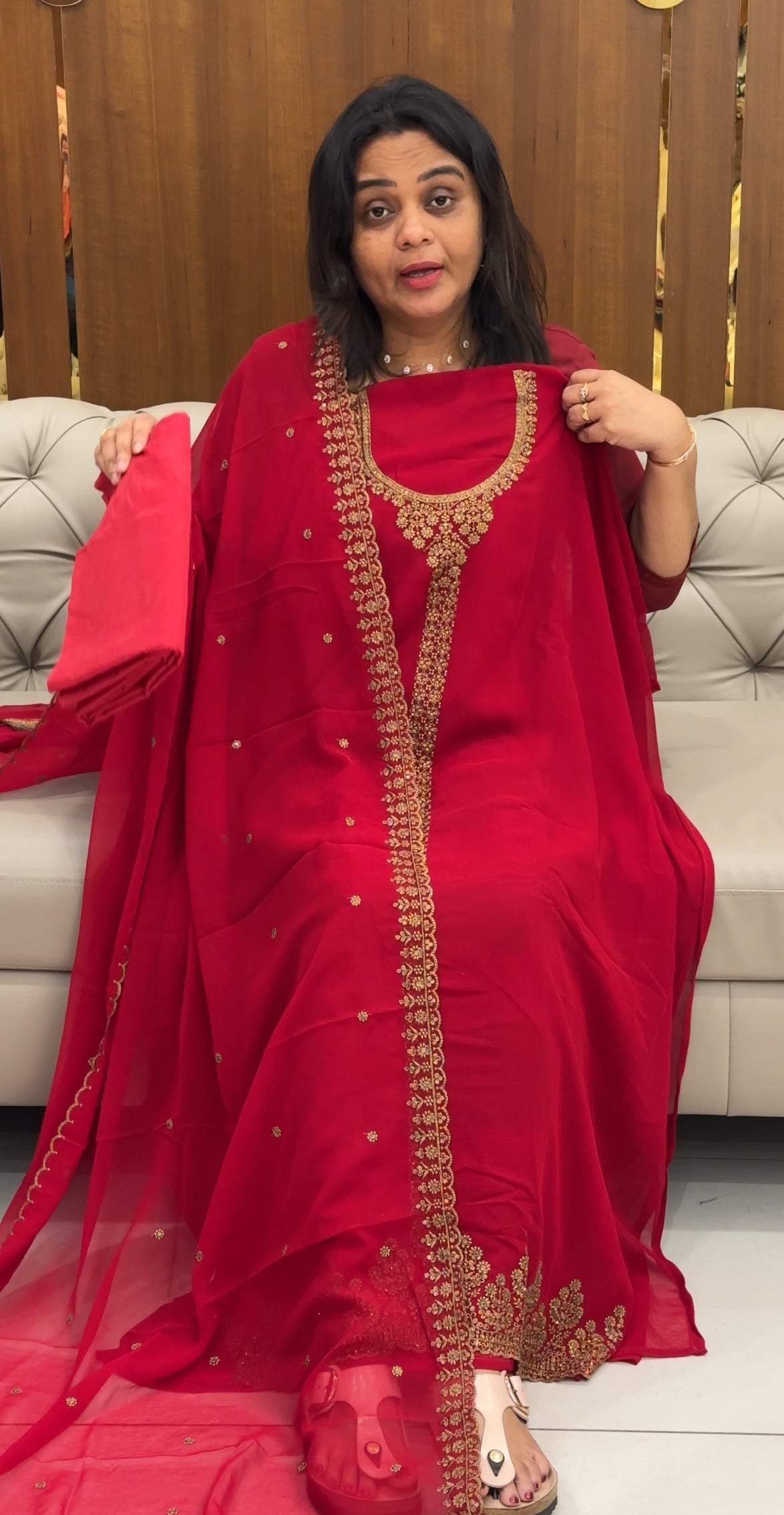 FORWARD HAND WORKED GEORGETTE UNSTITCHED SALWAR SUITS - IHA 28687