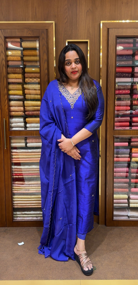 RAW SILK UNSTITCHED SALWAR SUITS - IHA 22655
