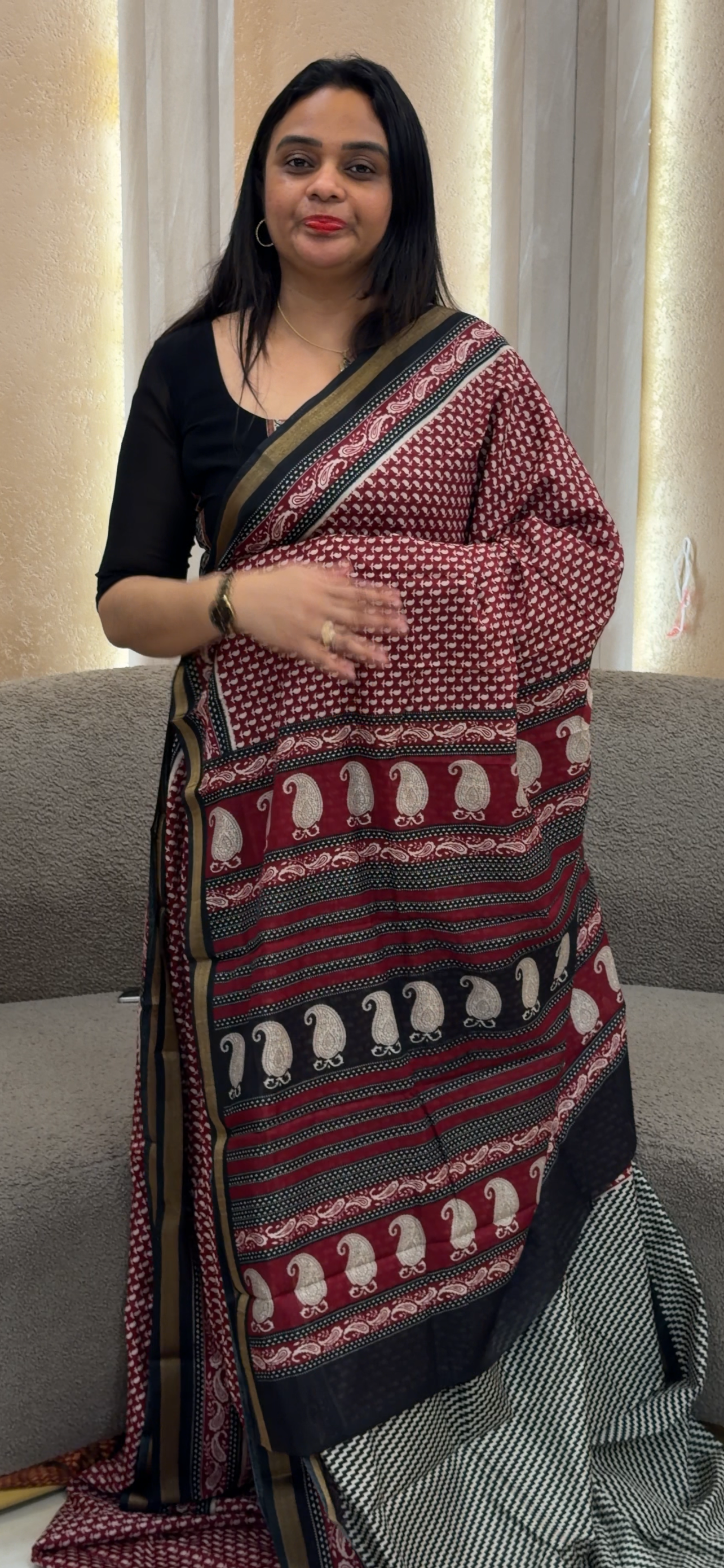 PRINTED CHANDERI  SAREES - IHA 33022