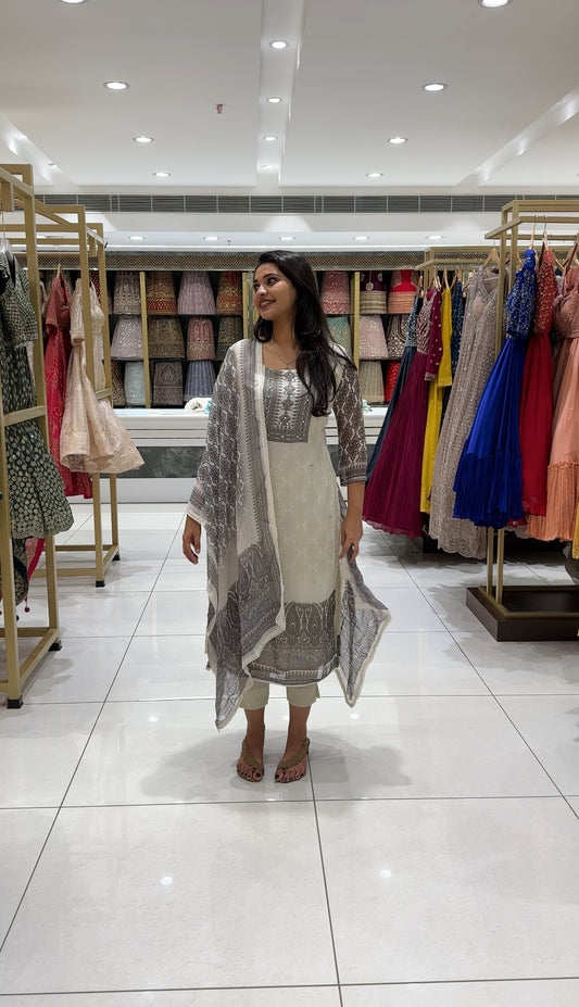CRAPE SILK TOP, BOTTOM AND DUPATTA - IHA 25118