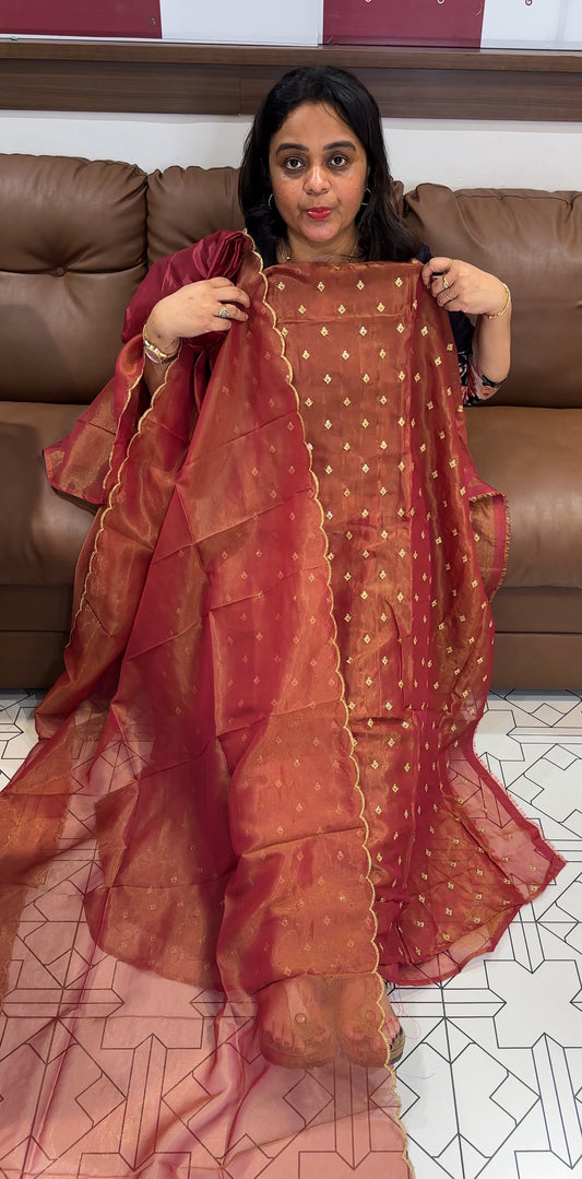 TISSUE UNSTITCHED SALWAR SUITS - IHA 26691
