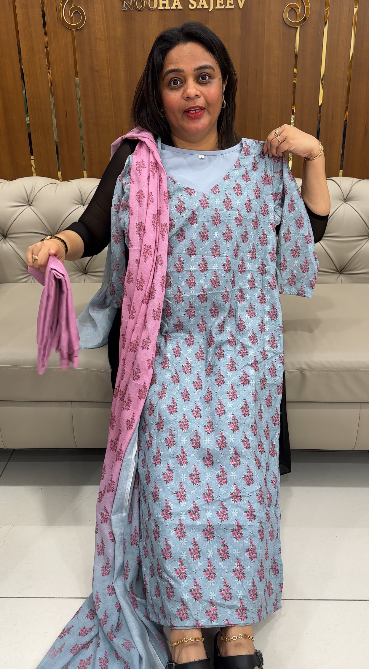 PRINTED HAKOBA TOP, BOTTOM AND DUPATTA - IHA 25879