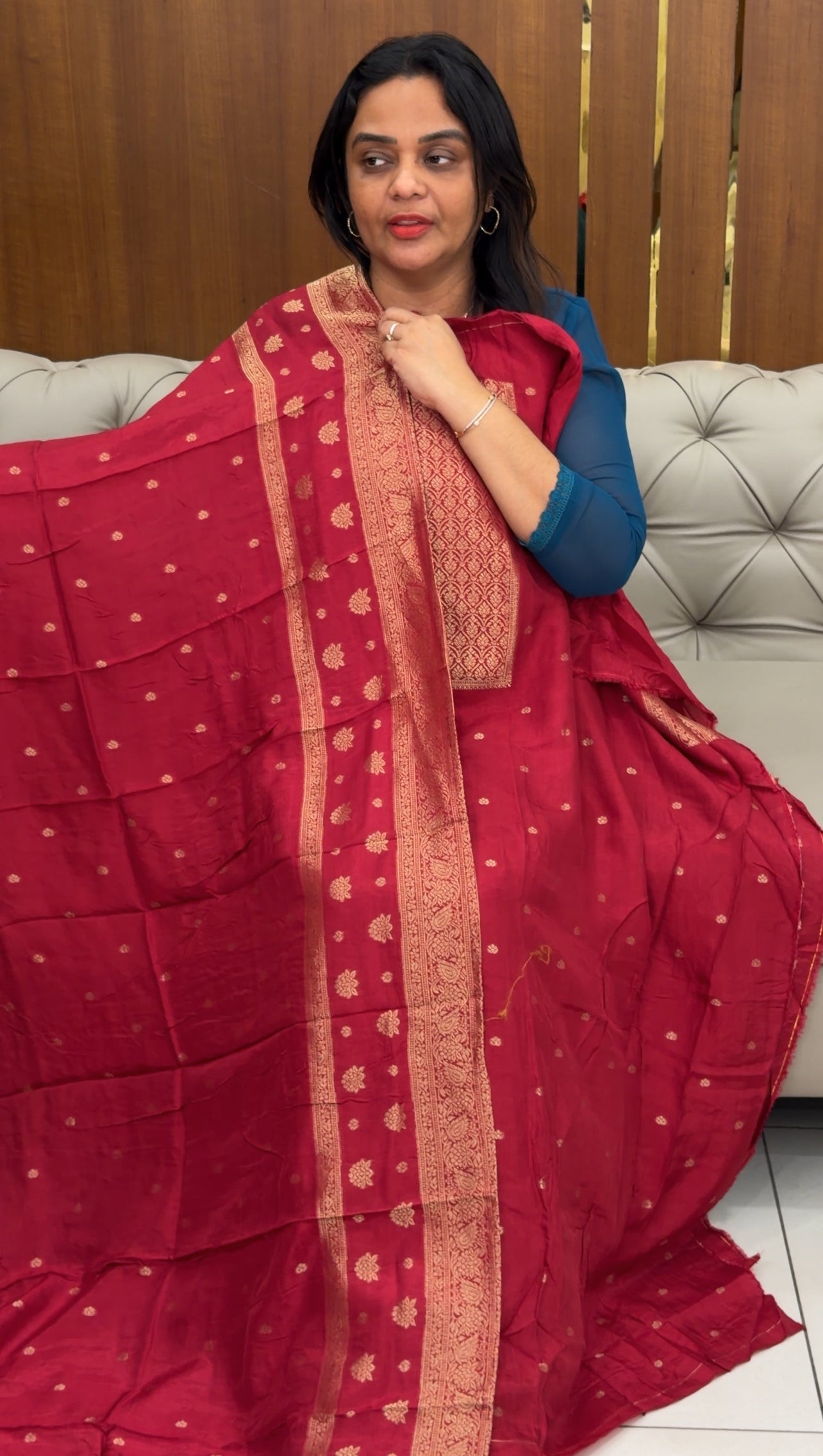 SILK DOLA BANARASI UNSTITCHED SALWAR SUITS - IHA 30706