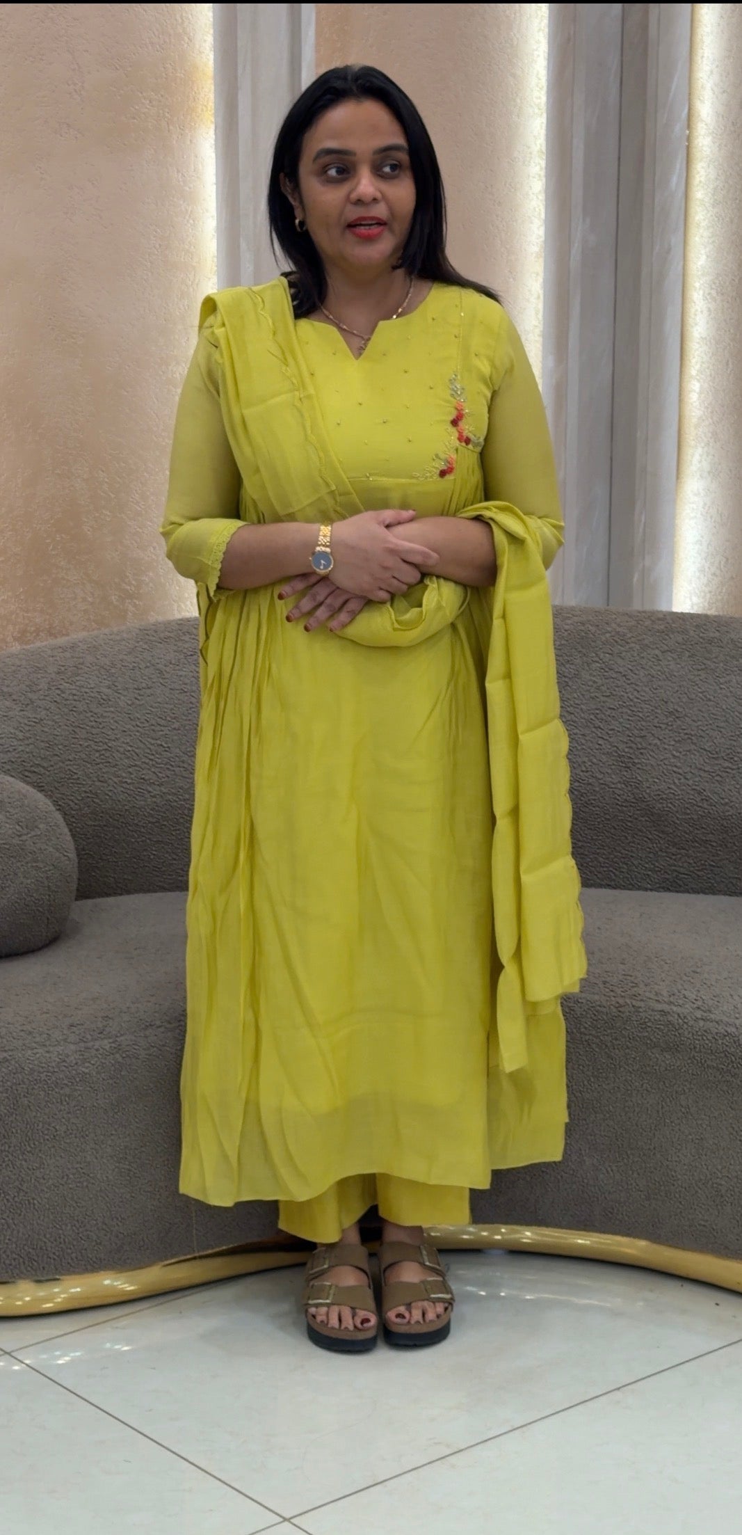 MALAI CHANDERI TOP,BOTTOM AND DUPATTA - IHA 32489