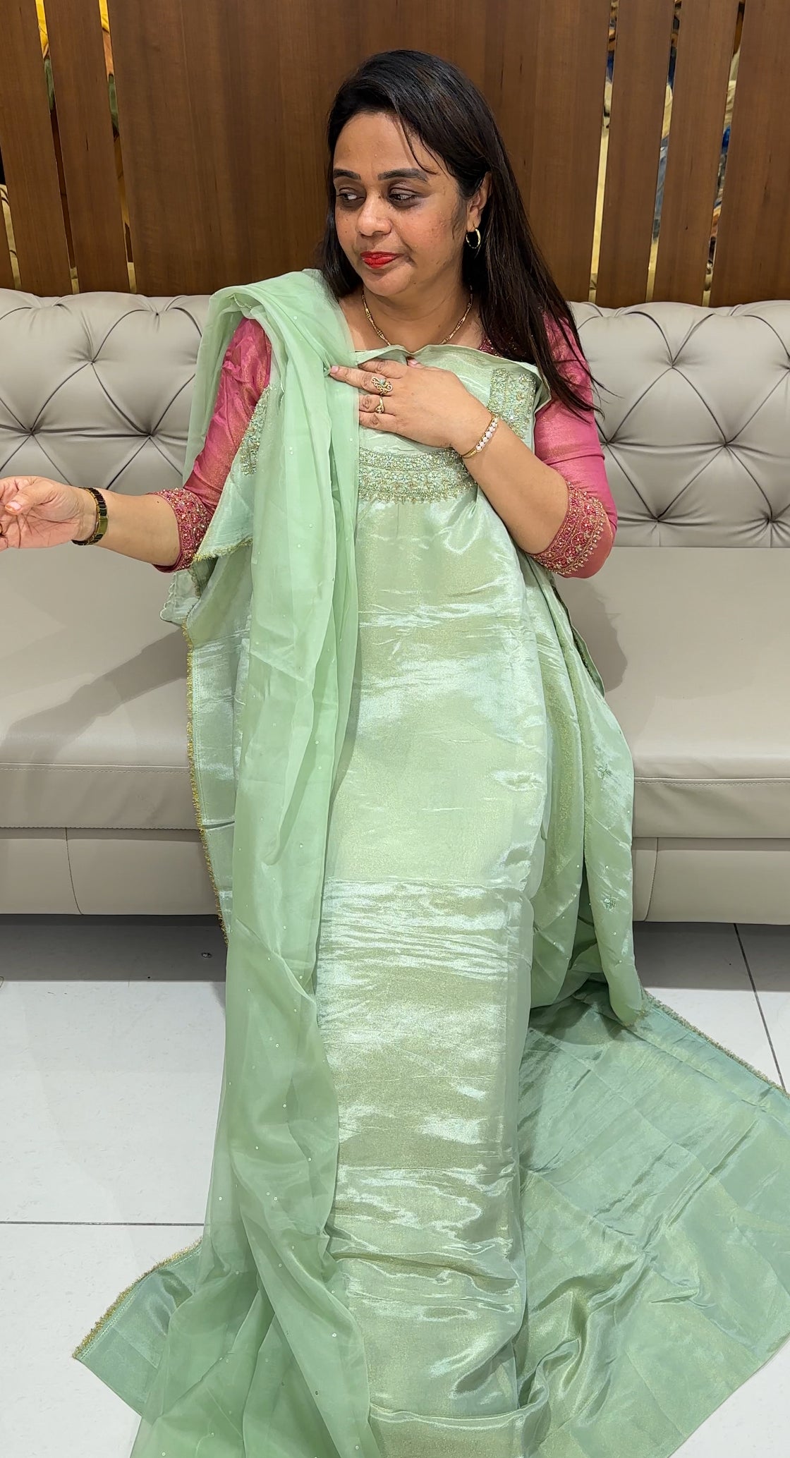 BANARASI TISSUE UNSTITCHED SALWAR SUITS - IHA 23466