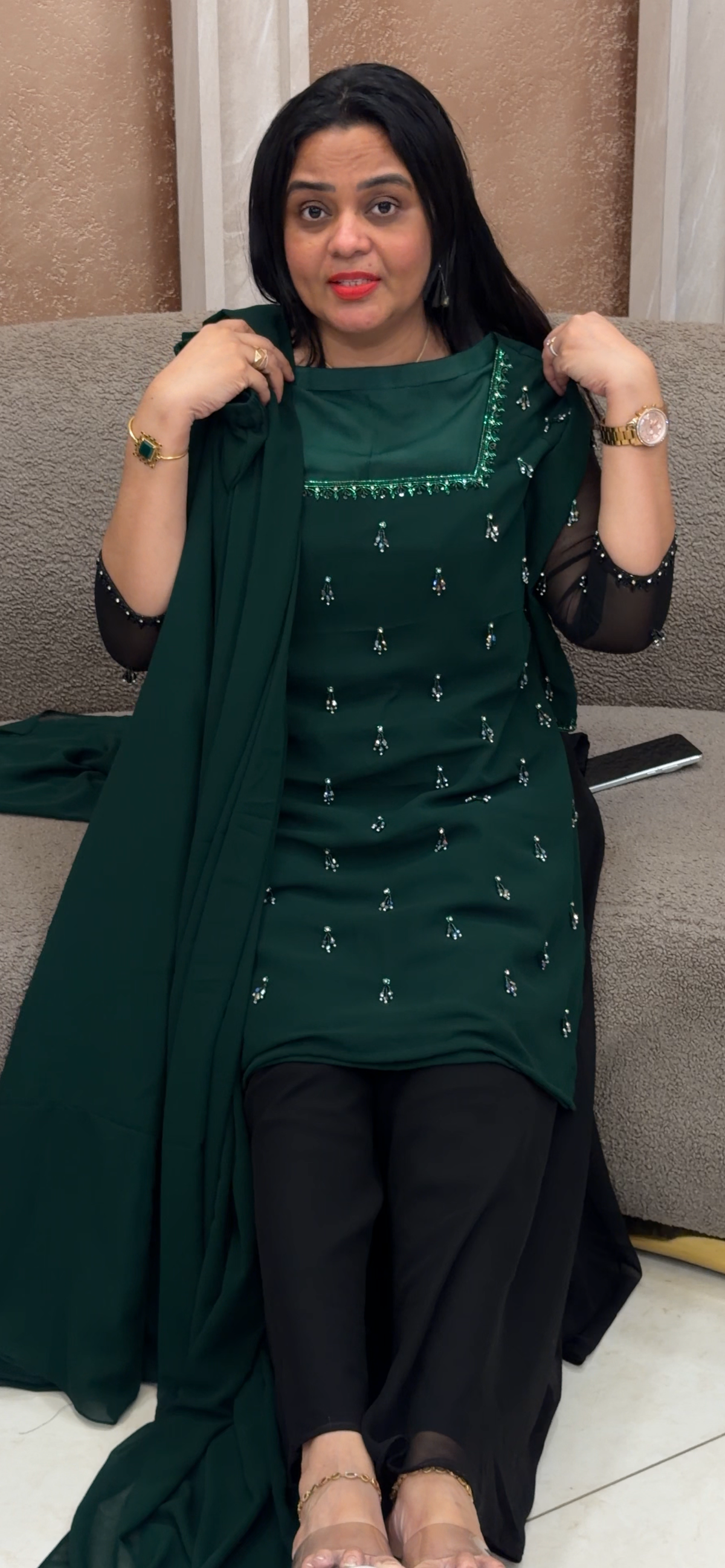 IHA'S IN-HOUSE HANDWORKED UNSTITCHED SALWAR SUITS  - IHA 35524