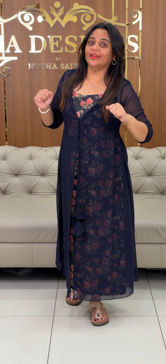 IHA'S IN-HOUSE PRINTED VELVET TOP AND JACKET - IHA 28970