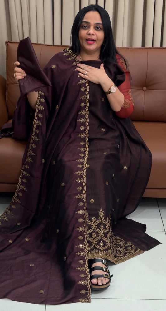 SEMI RAW SILK UNSTITCHED SALWAR SUITS - IHA 34703
