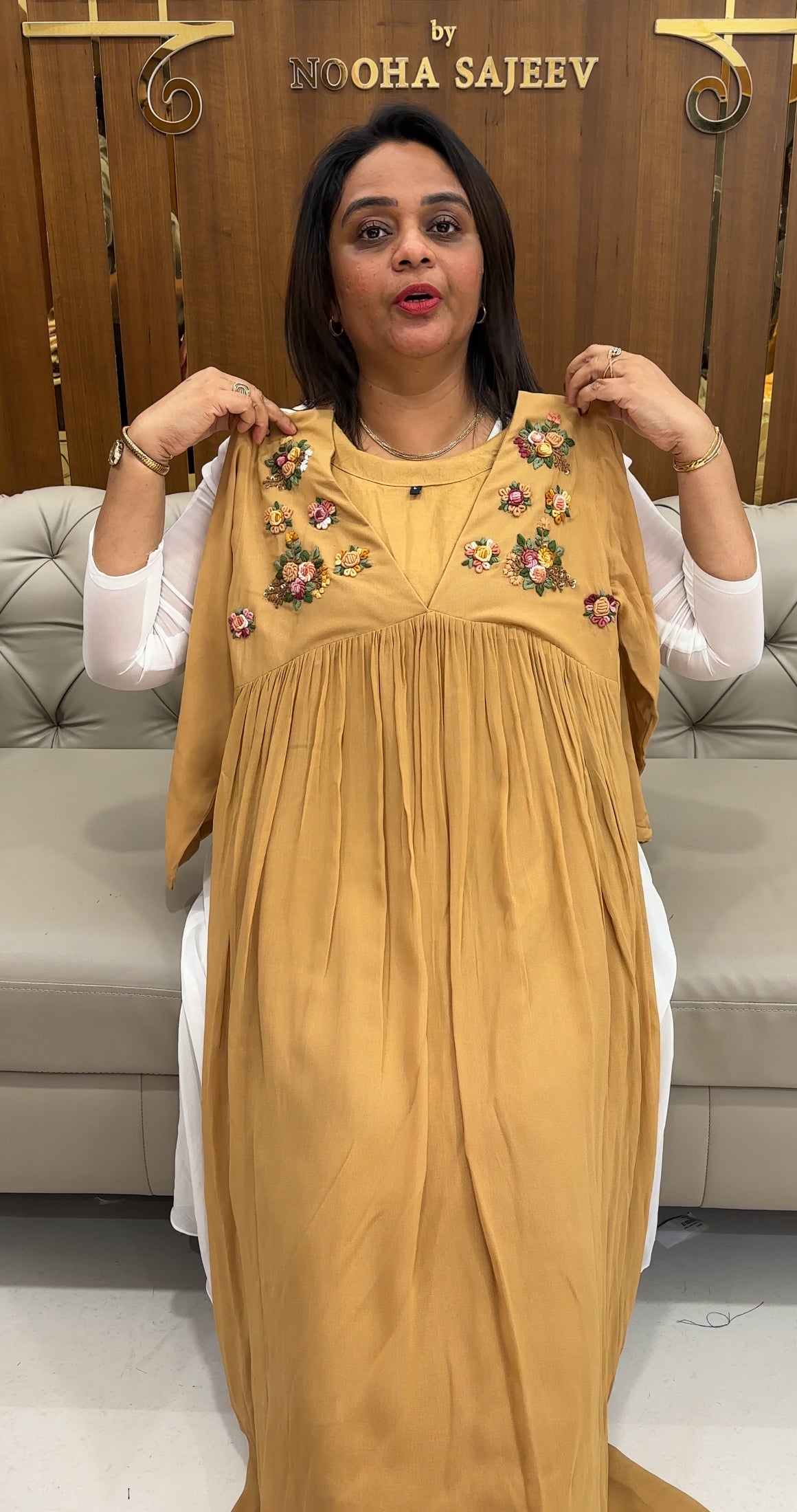 HAND WORKED GEORGETTE ALINE TOPS - IHA 25784