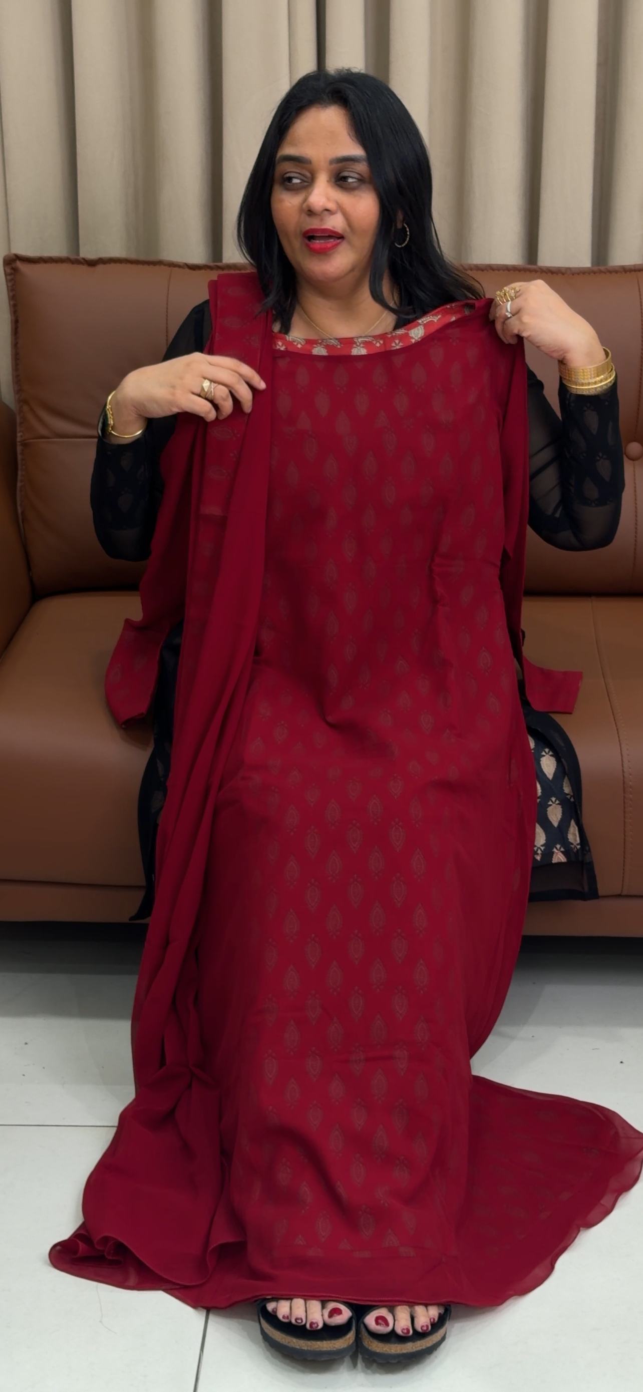 IHA'S IN-HOUSE GEORGETTE SLITTED TOP AND DUPATTA - IHA 34031