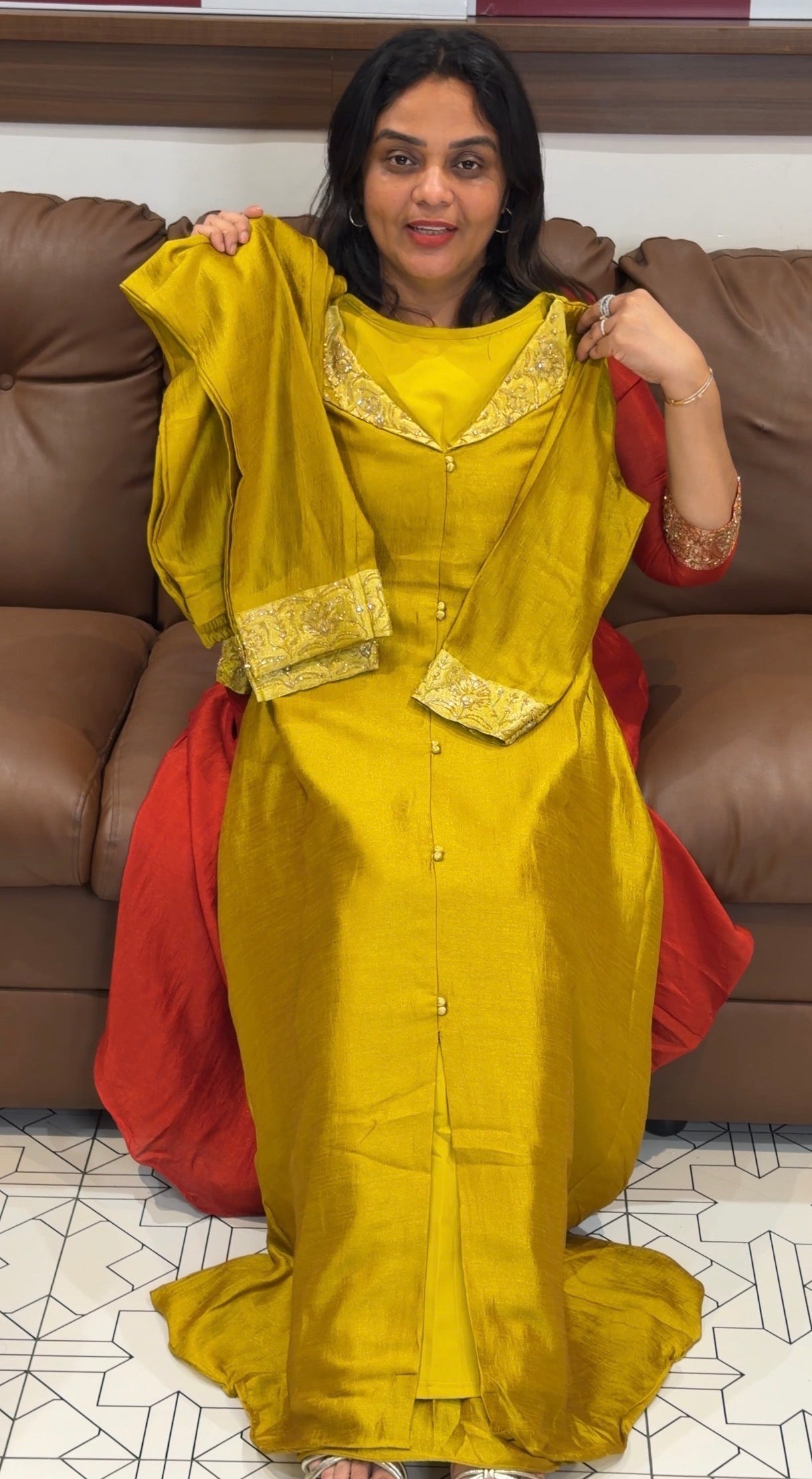 IHA'S IN-HOUSE SEMI RAW SILK CO-ORDS SETS - IHA 31175