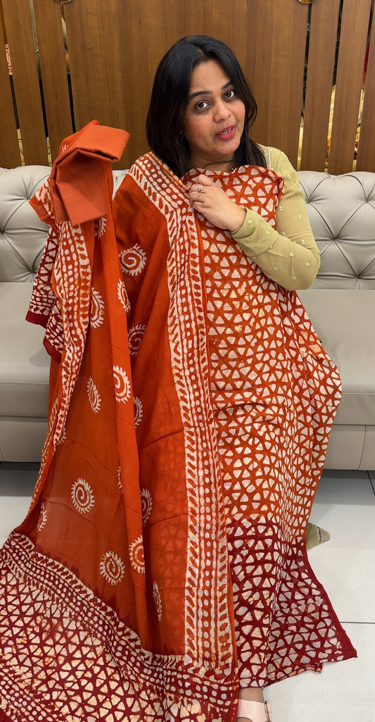 BATIK PRINTED UNSTITCHED SALWAR SUITS - IHA 27024