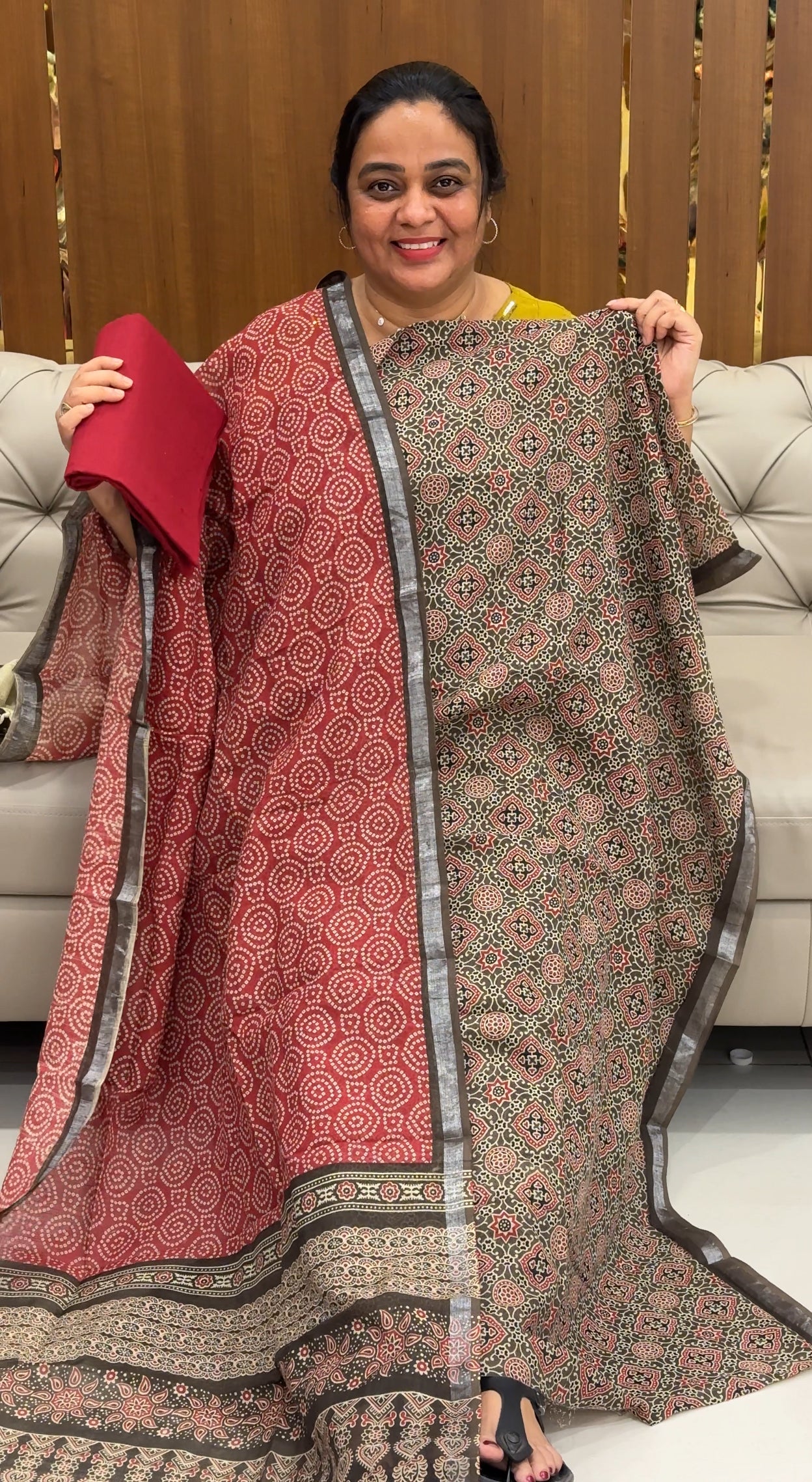 AJRAKH PRINTED UNSTITCHED SALWAR SUITS - IHA 28576