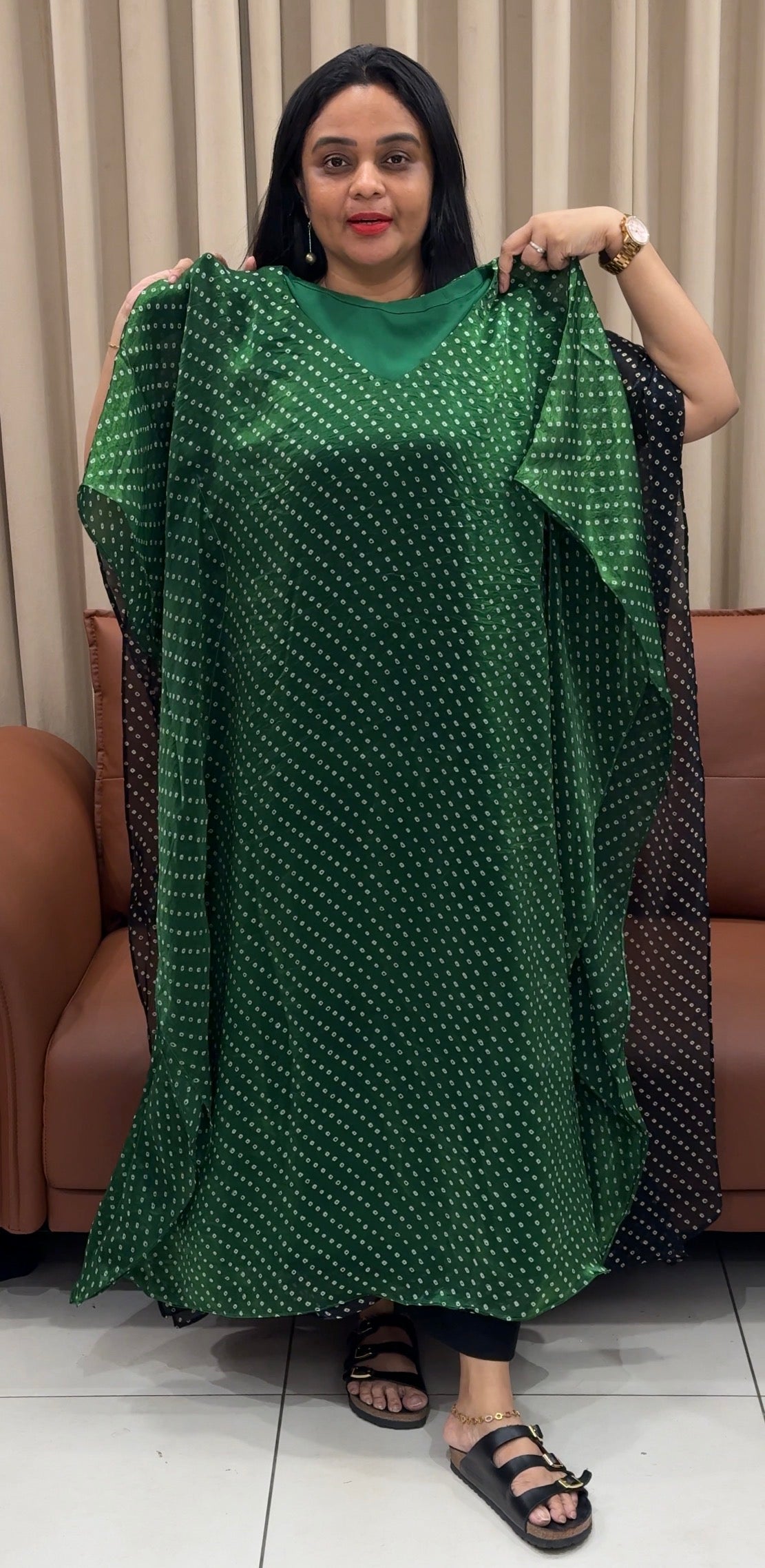 IHA'S IN-HOUSE BANDHEJ PRINTED KAFTAN TOPS - IHA 35404